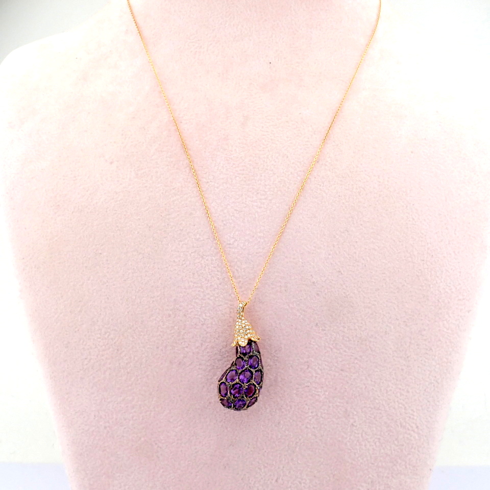 Natural Diamond 18K Rose/Pink Gold Necklace