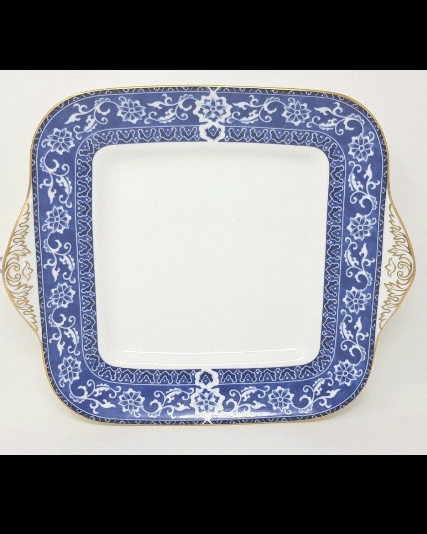 Wedgewood Bokhara Square Cake/Sandwich Plate With Gold Trim