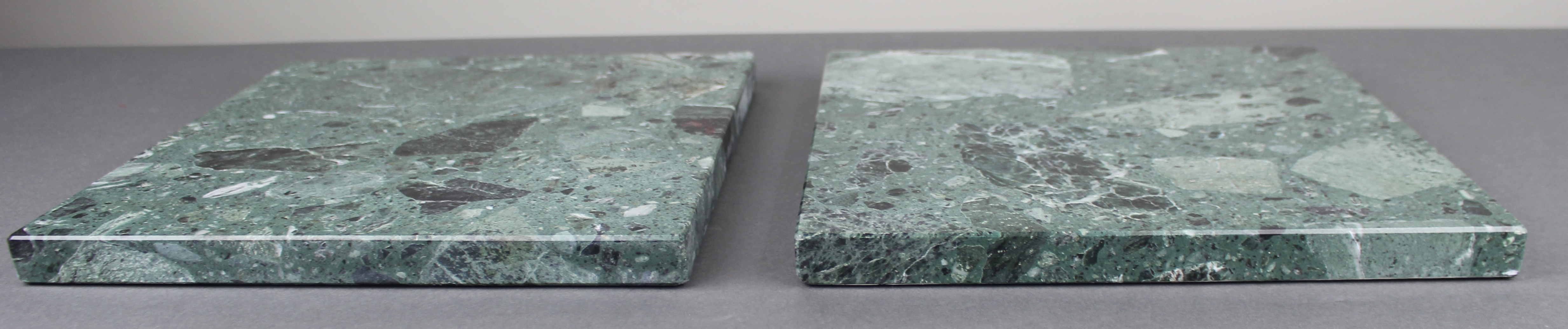 Pair of Vintage Square Green Marble Plinths