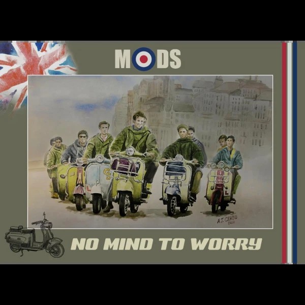 Mods On the Road Vespa's & Lambretta's Nostalgic 1960's Scene Metal Wall Art