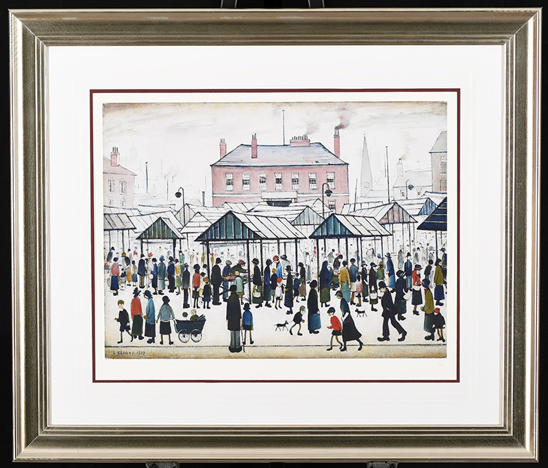 L.S. Lowry Limited Edition "MARKET SCENE, NORTHERN TOWN, 1939"