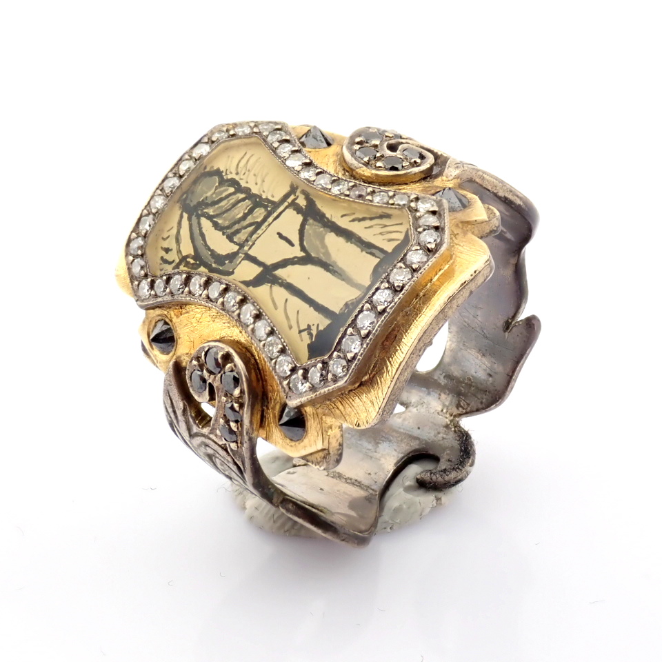 Natural Diamond 24K Yellow Gold Ring