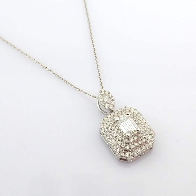 Natural Diamond 18K White Gold Necklace