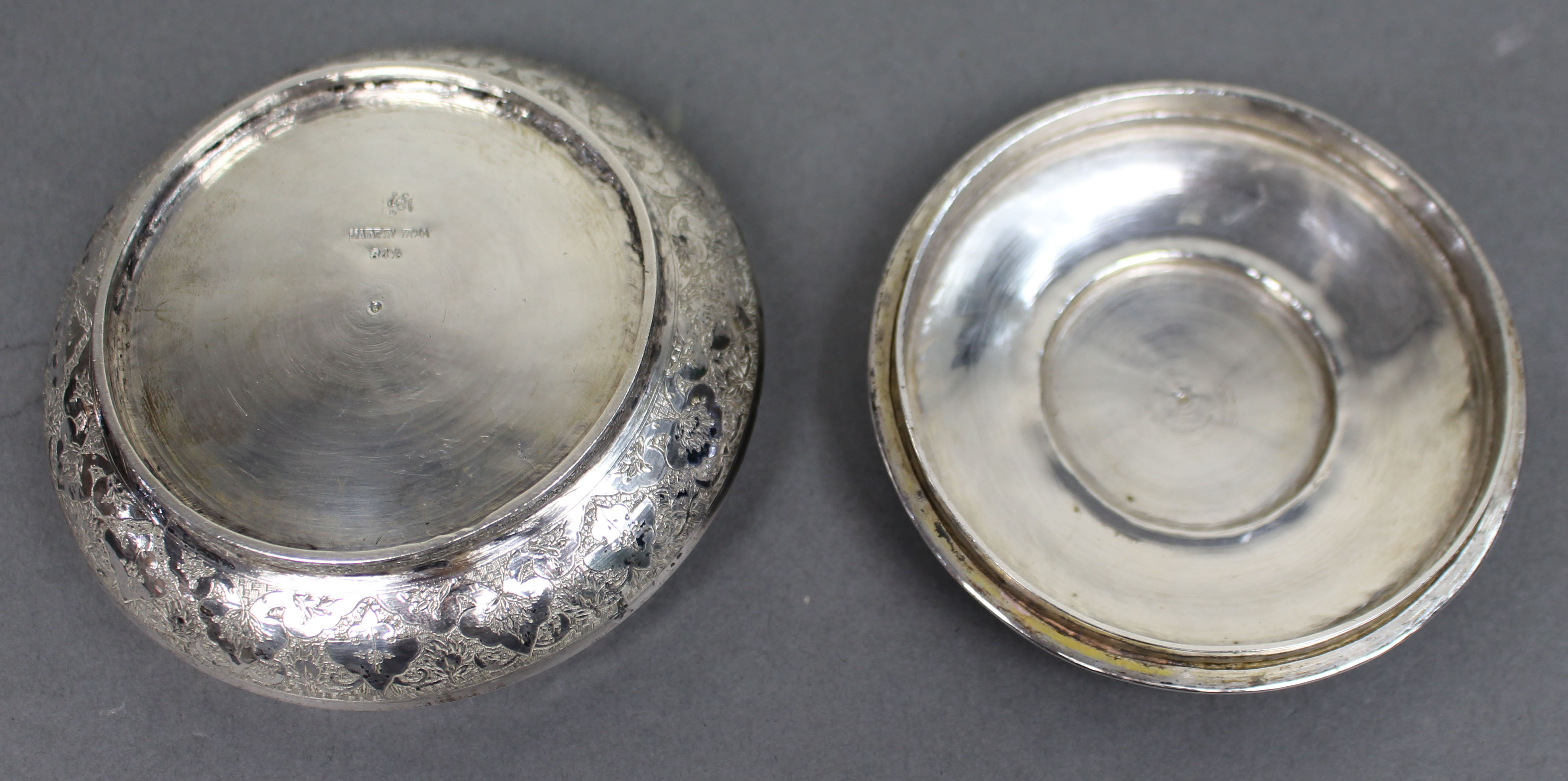 Persian Silver Circular Box with Floral Motifs, Iran, c.1950