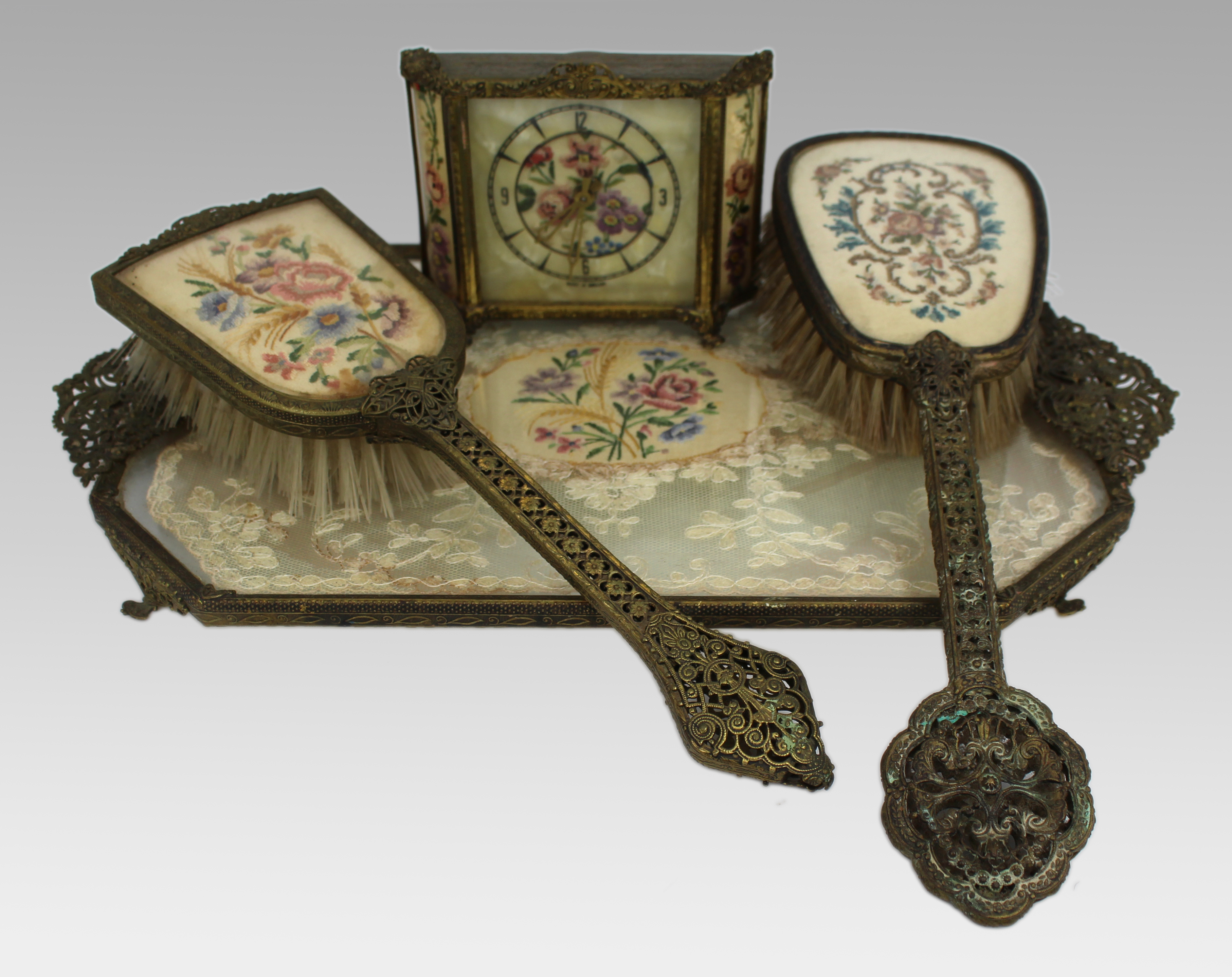 Vintage Petit Point Dressing Table Set