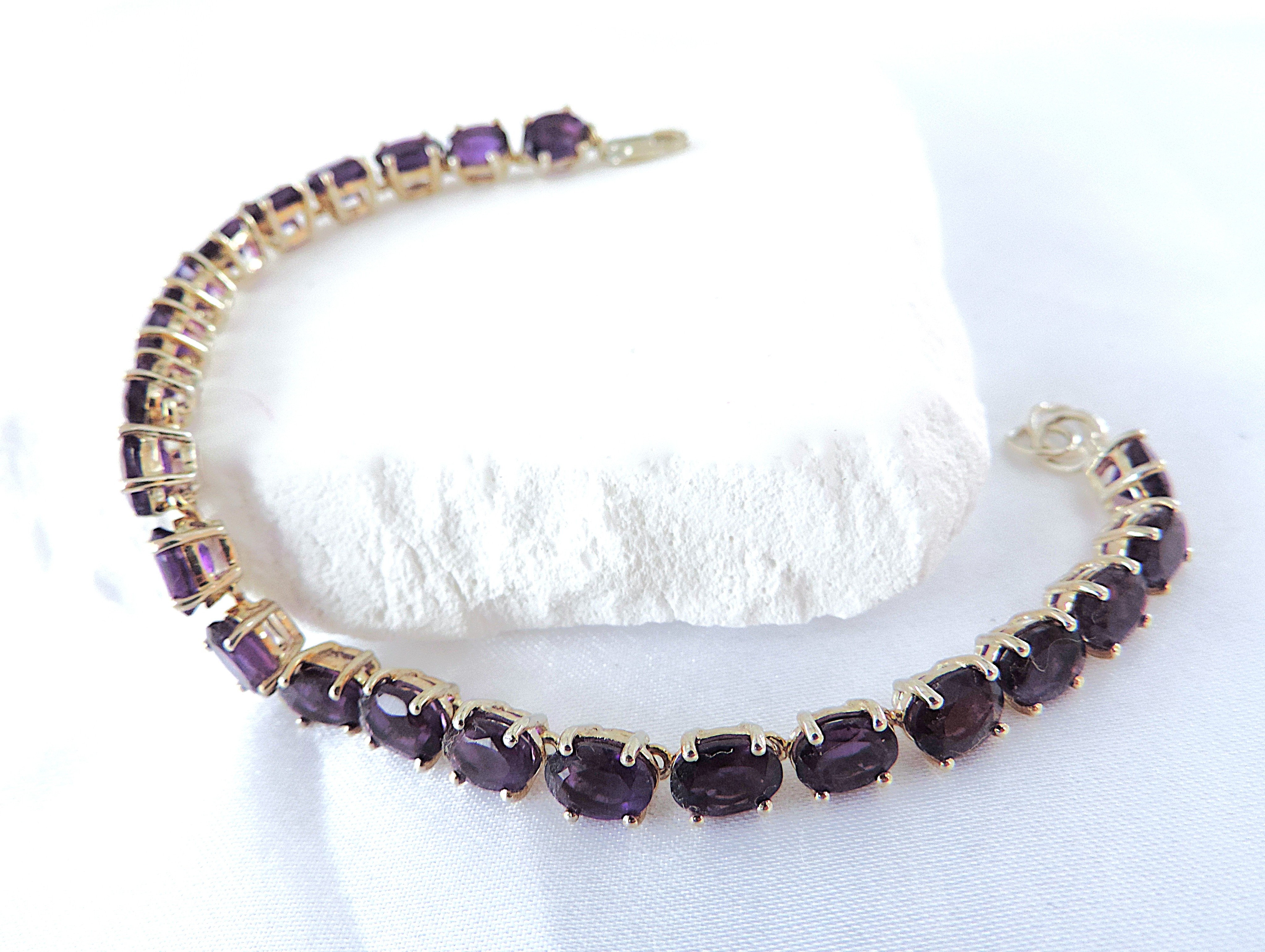 925 Silver 10.35 Carat Amethyst Gemstone Tennis Bracelet