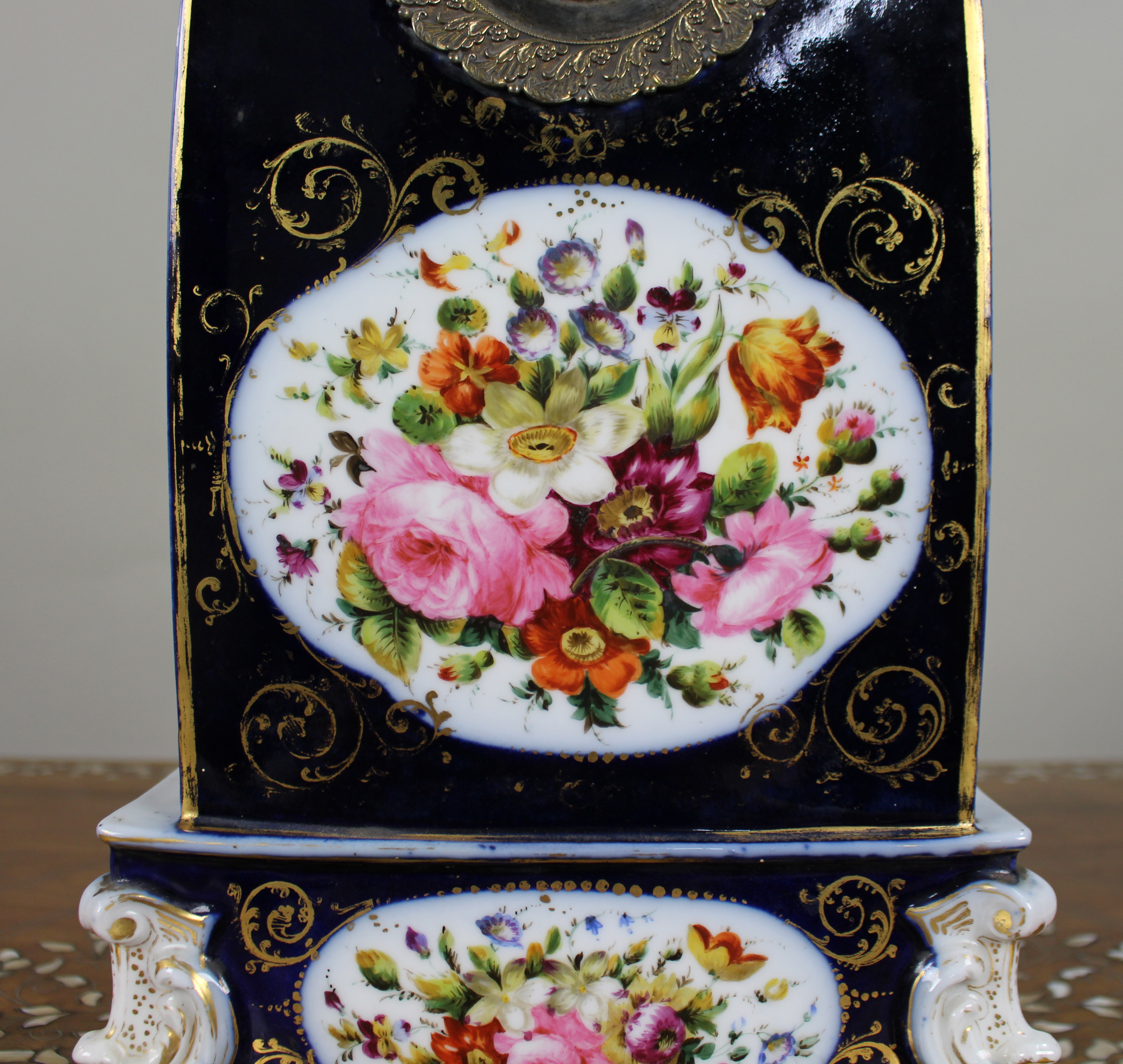 Mid-19th Century French Porcelain Rococo Revival Mantel Clock
