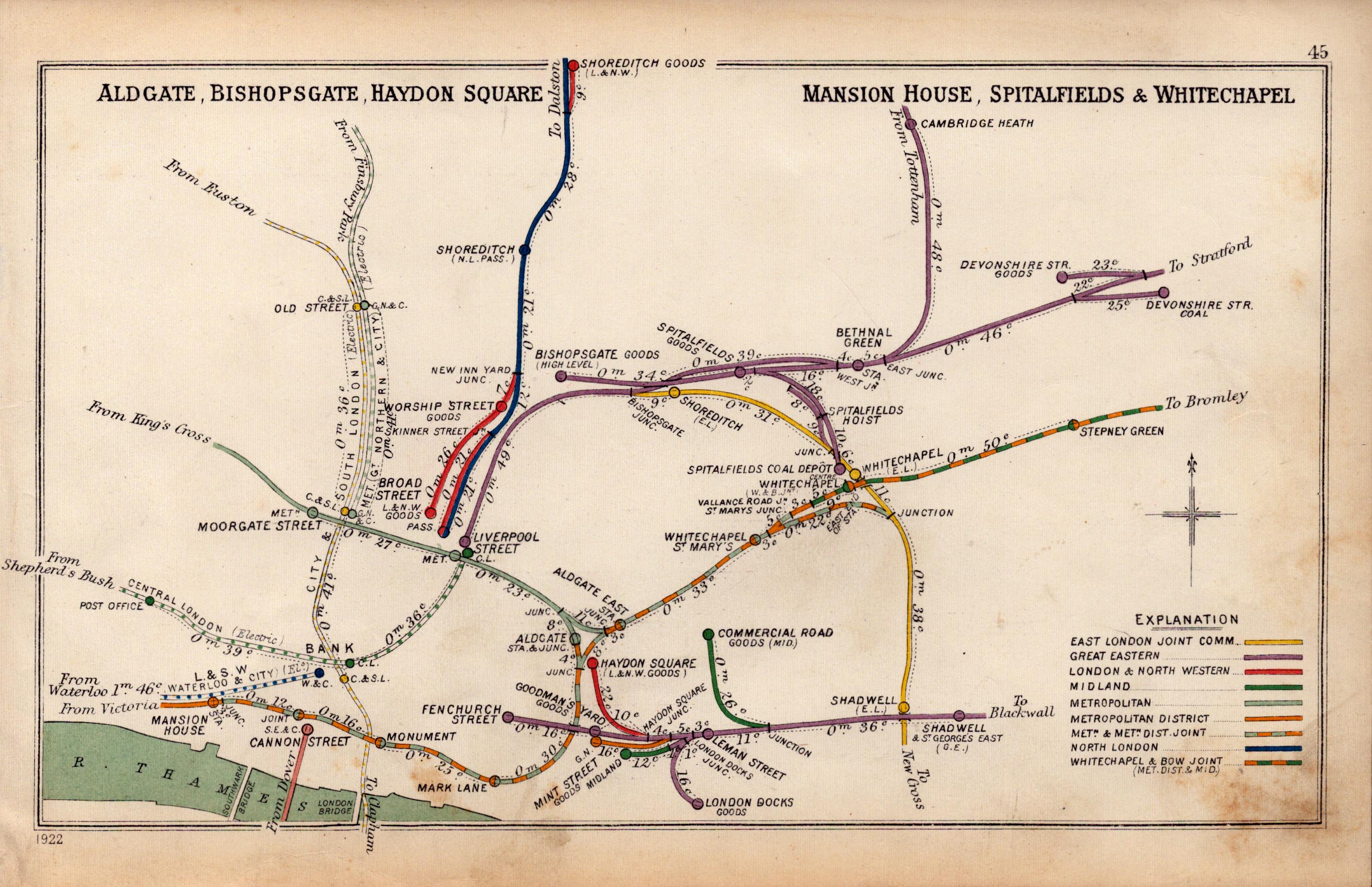 Aldgate Bishopsgate Spitalfields & Whitechapel Antique Railway Diagram-45.
