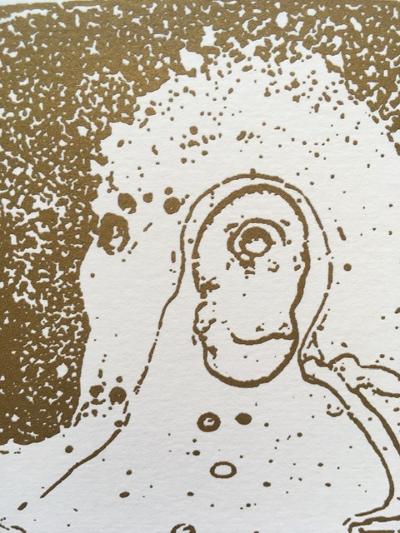 Nick Walker (B 1969-) Gold Nozzle 2007, Screenprint In Gold With Early Apish Angel Blind Stamp