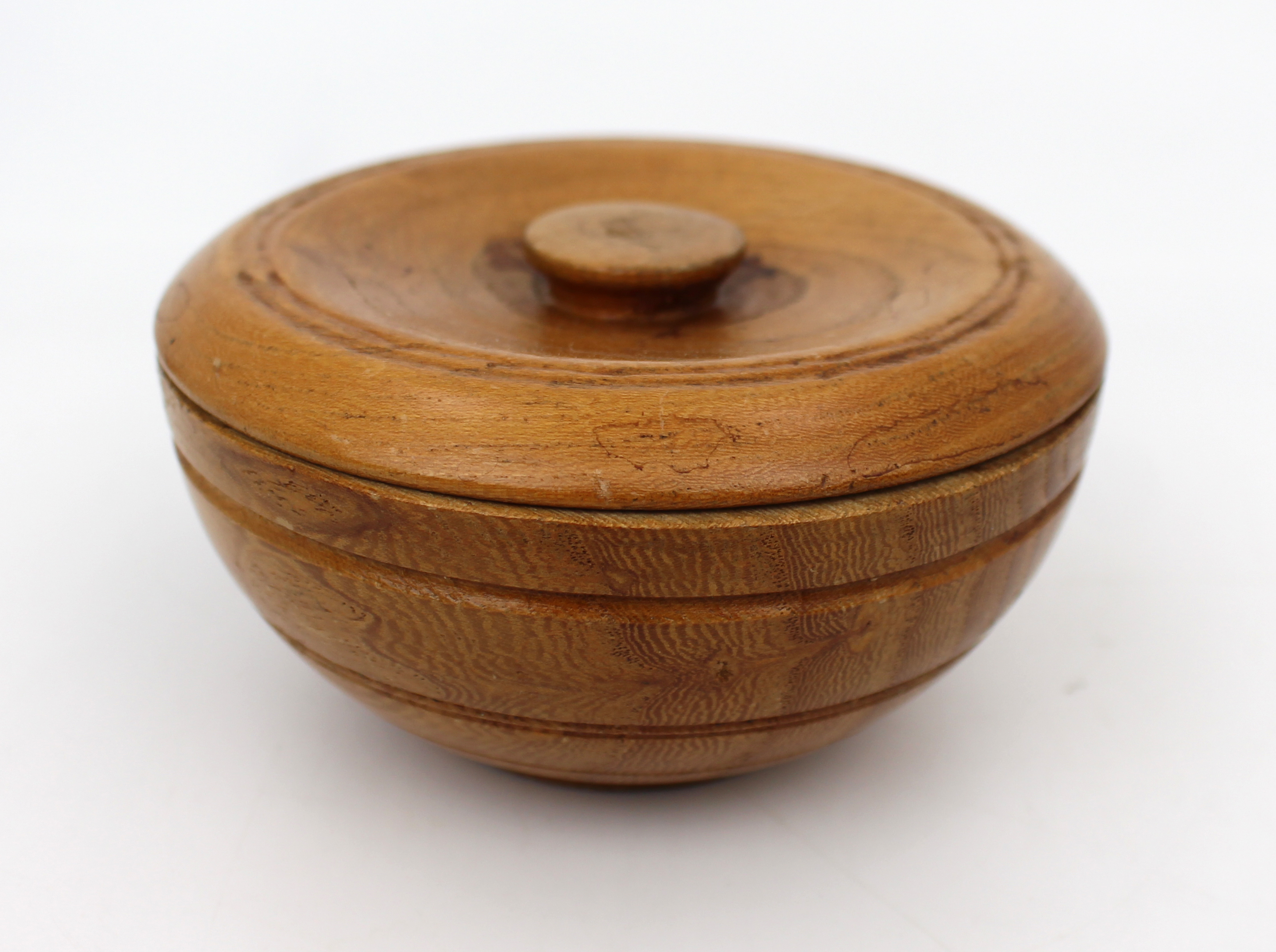 Small Turned Wooden Lidded Pot – Signed 'Atkinson'