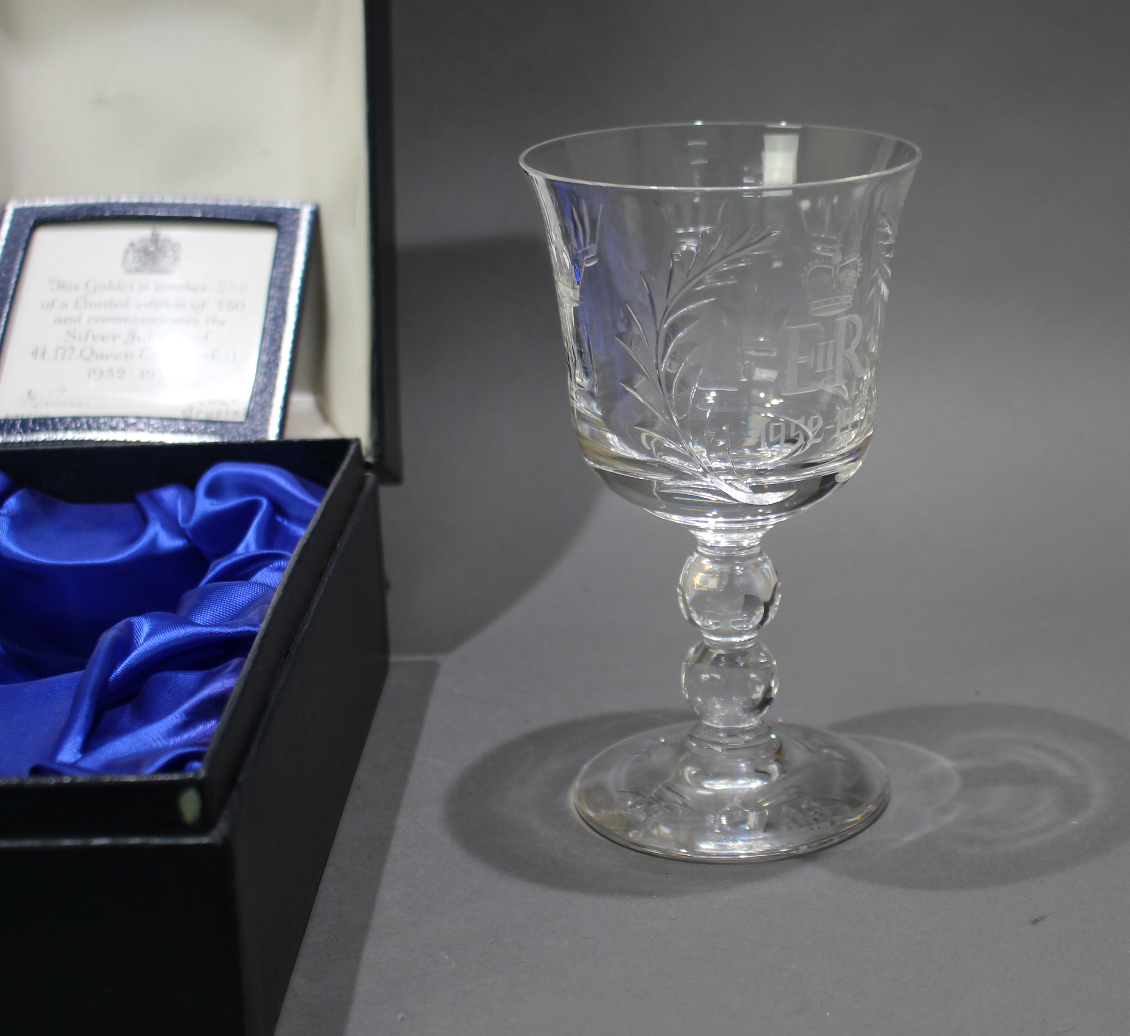Cased Stuart Crystal Commemorative Silver Jubilee Goblet