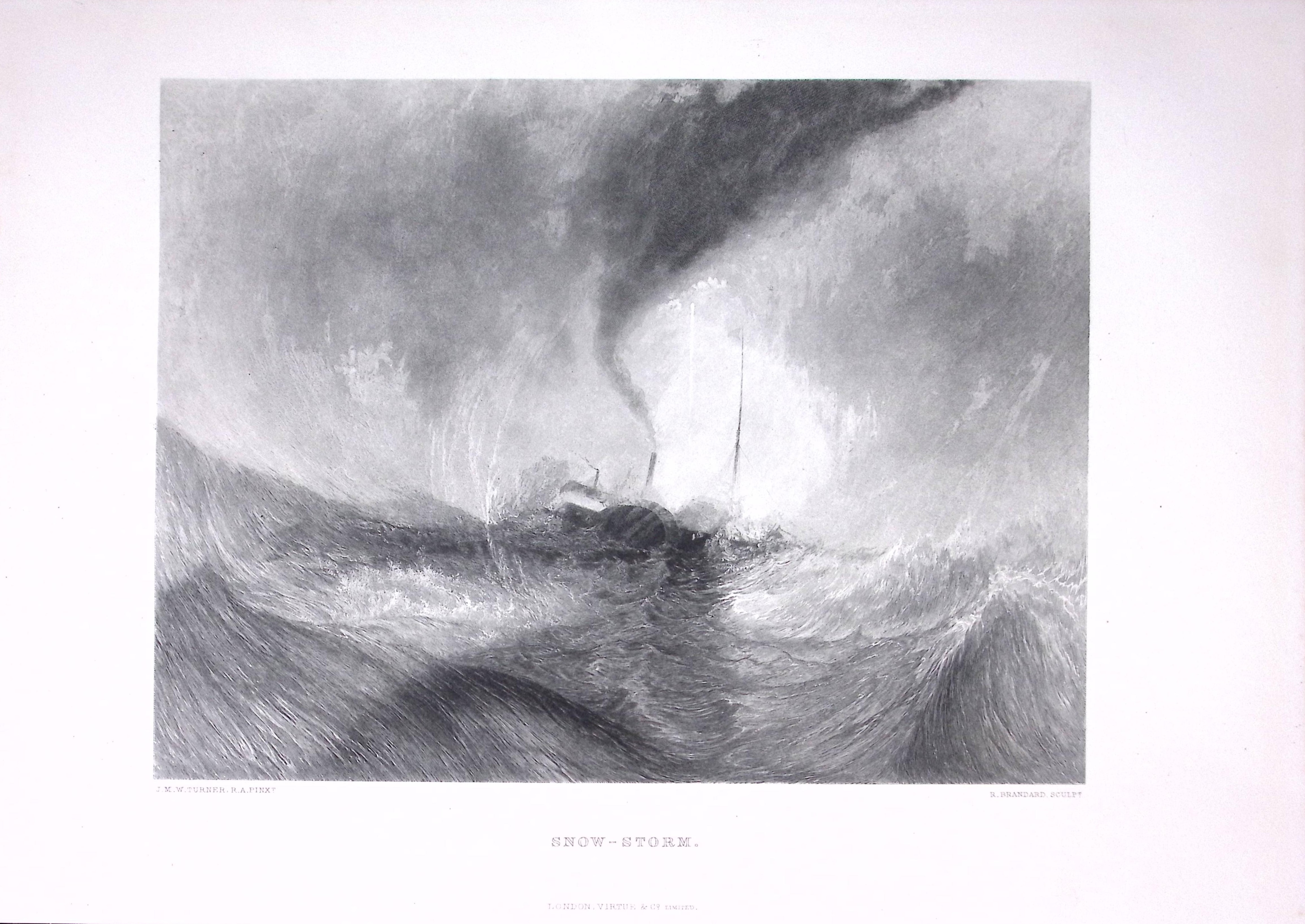 J.M.W Turner Snow Storm at Sea Antique Large Steel Engraving-10-TR