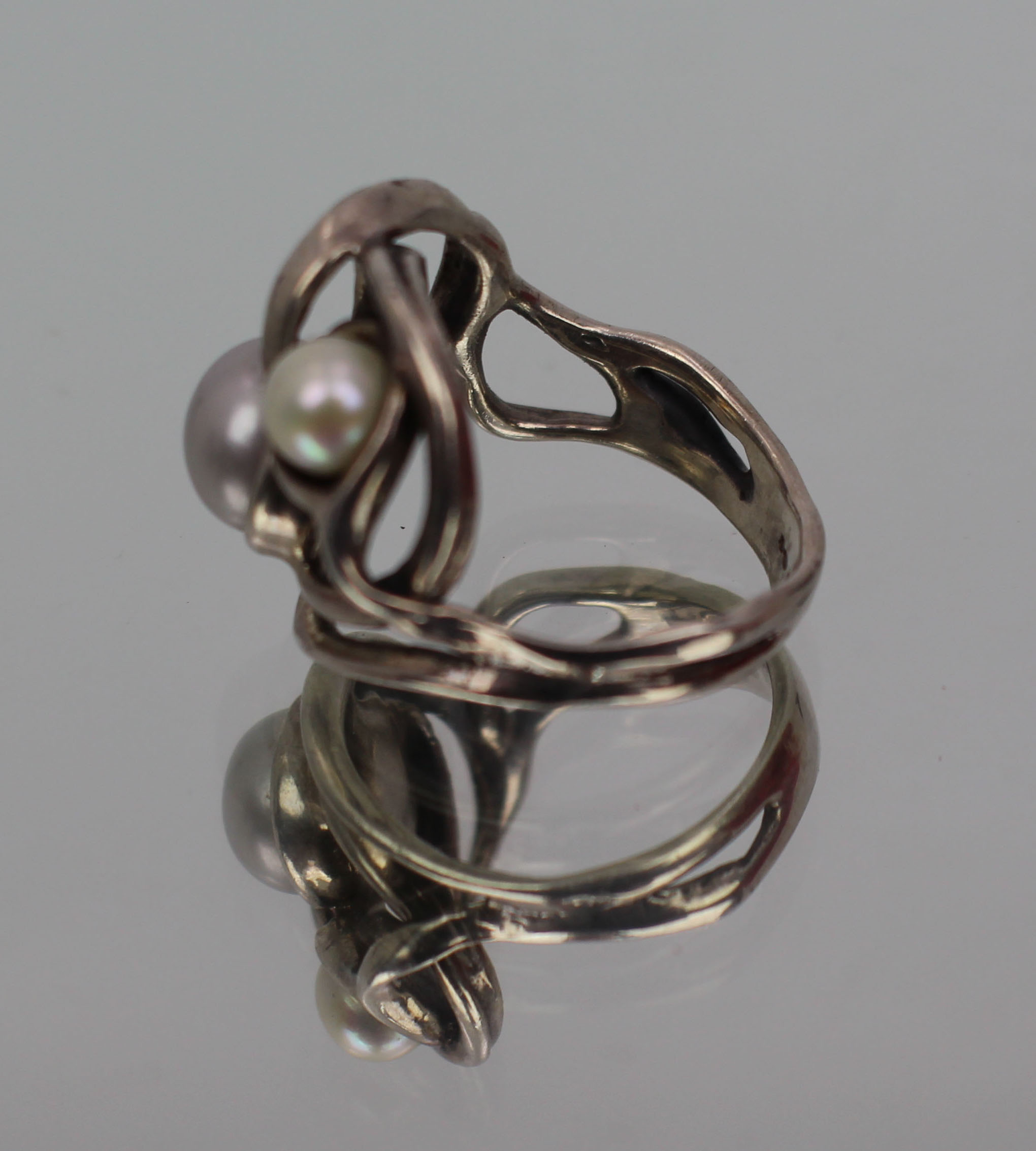 Vintage Silver Pearl Ring