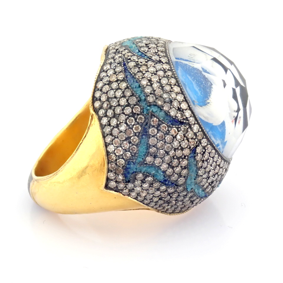 Natural Diamond 24K Yellow Gold Ring