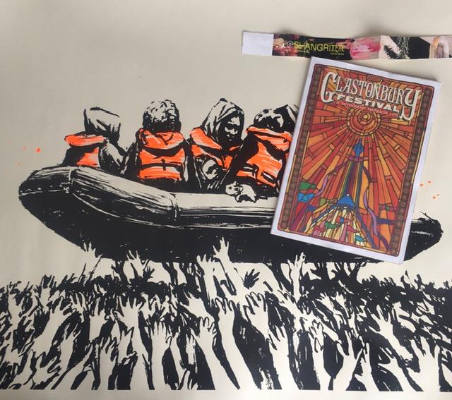 Banksy (b1974) Glastonbury Festival No9 Poster, ‘Immigrant Boat’ Screenprint With Provenance, 2025