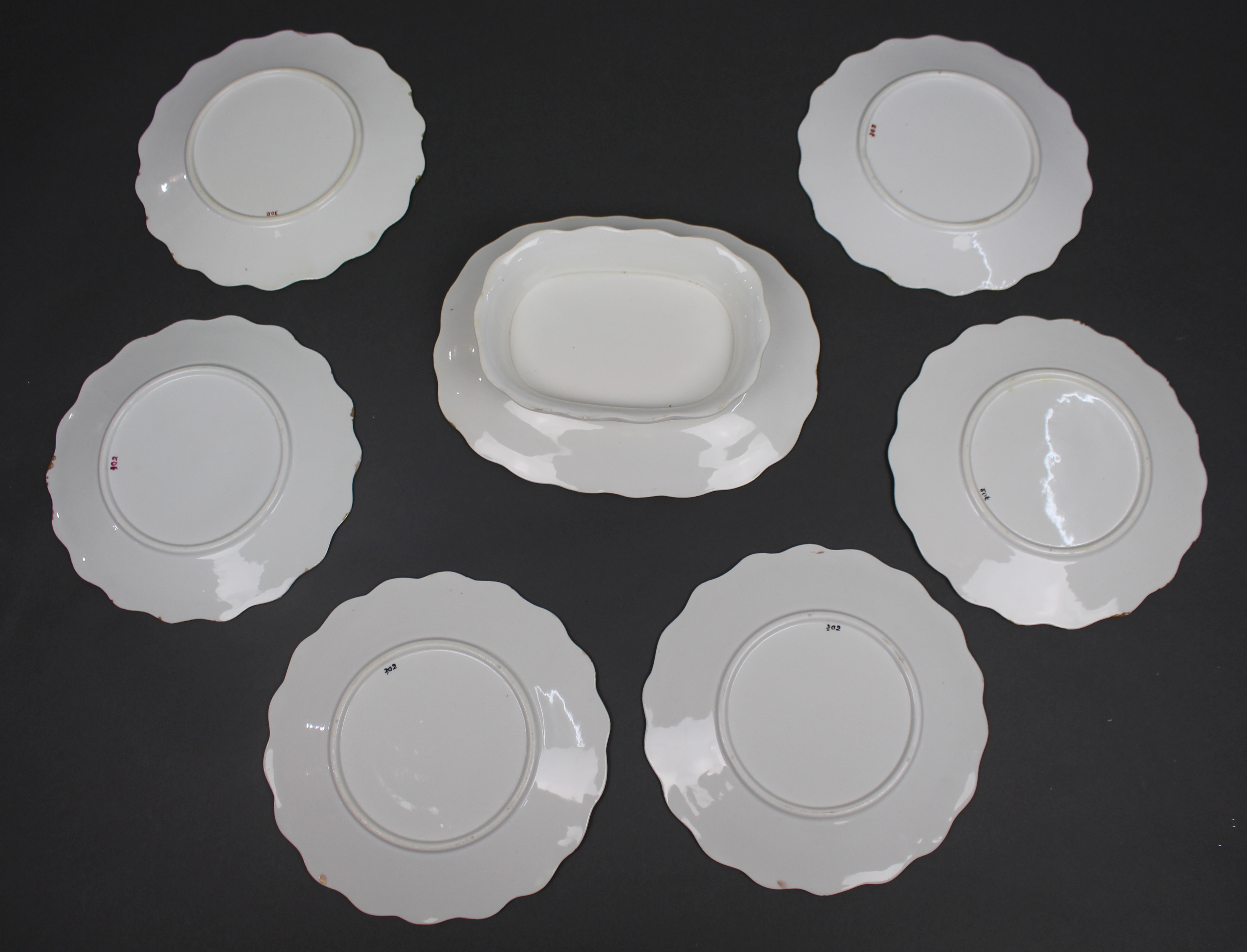 7 Piece Hand Decorated Floral Dessert Set