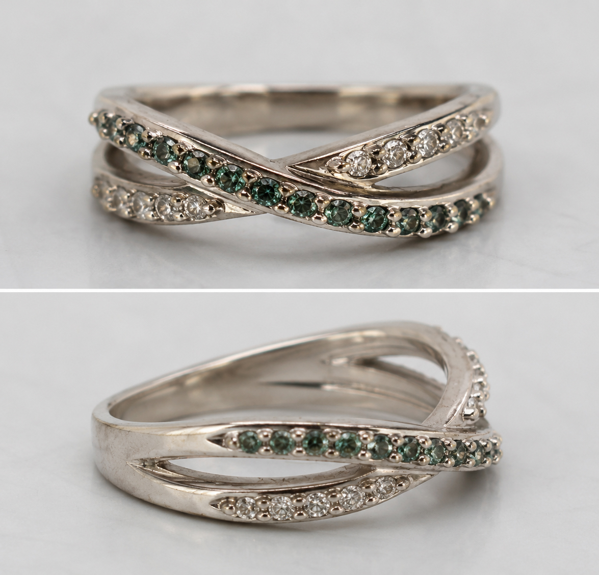 Vintage 9ct Diamond and Demantoid Ring