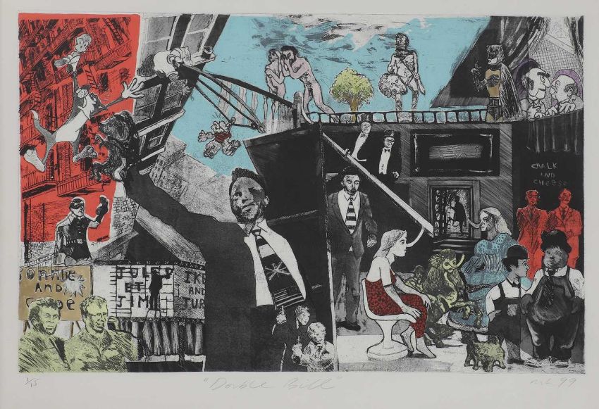 Mark Harris (1972 -) 'Double Bill'  Pop Art Etching In Colours Limited Edition, 1/15, 1999