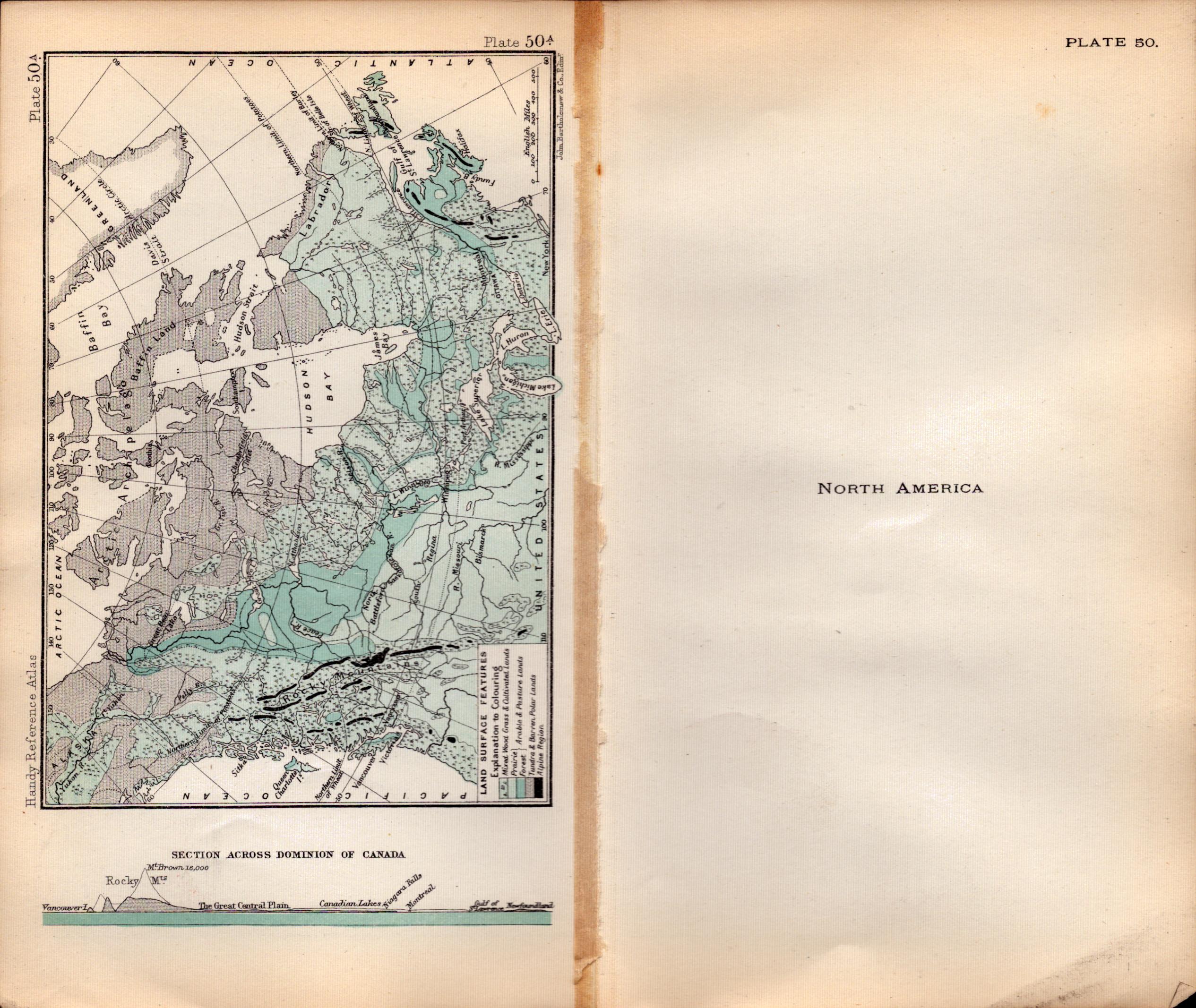 North America Area Double Sided Victorian Antique 1896 Map.