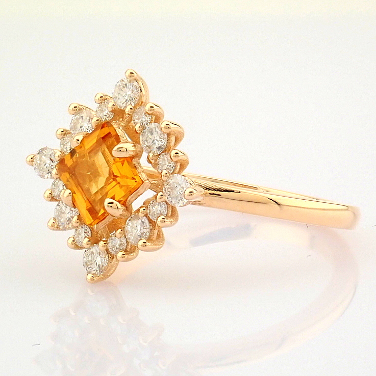 Certificated 14K Rose/Pink Gold Diamond & Citrin Ring (Total 0.97 ct Stone)