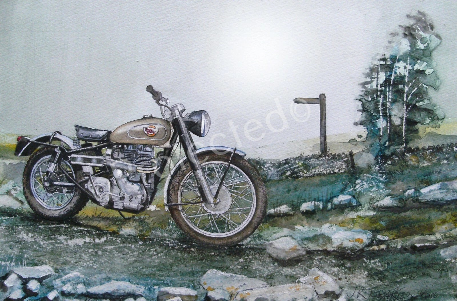 1950's Royal Enfield Bullet Trials Nostalgic Motorbike Metal Wall Art
