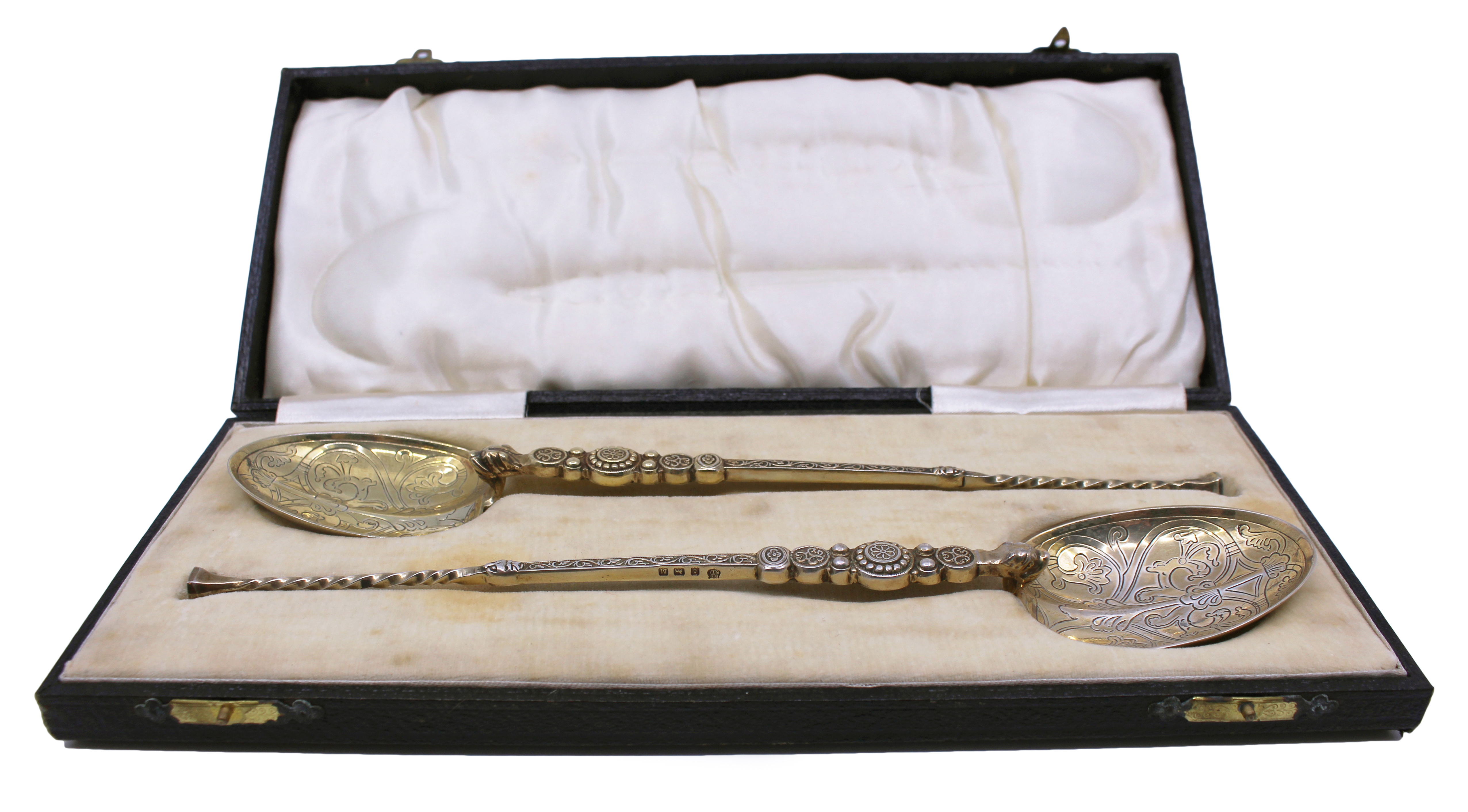 Pair of Cased Silver Gilt Anointing Spoons – Birmingham, 1936