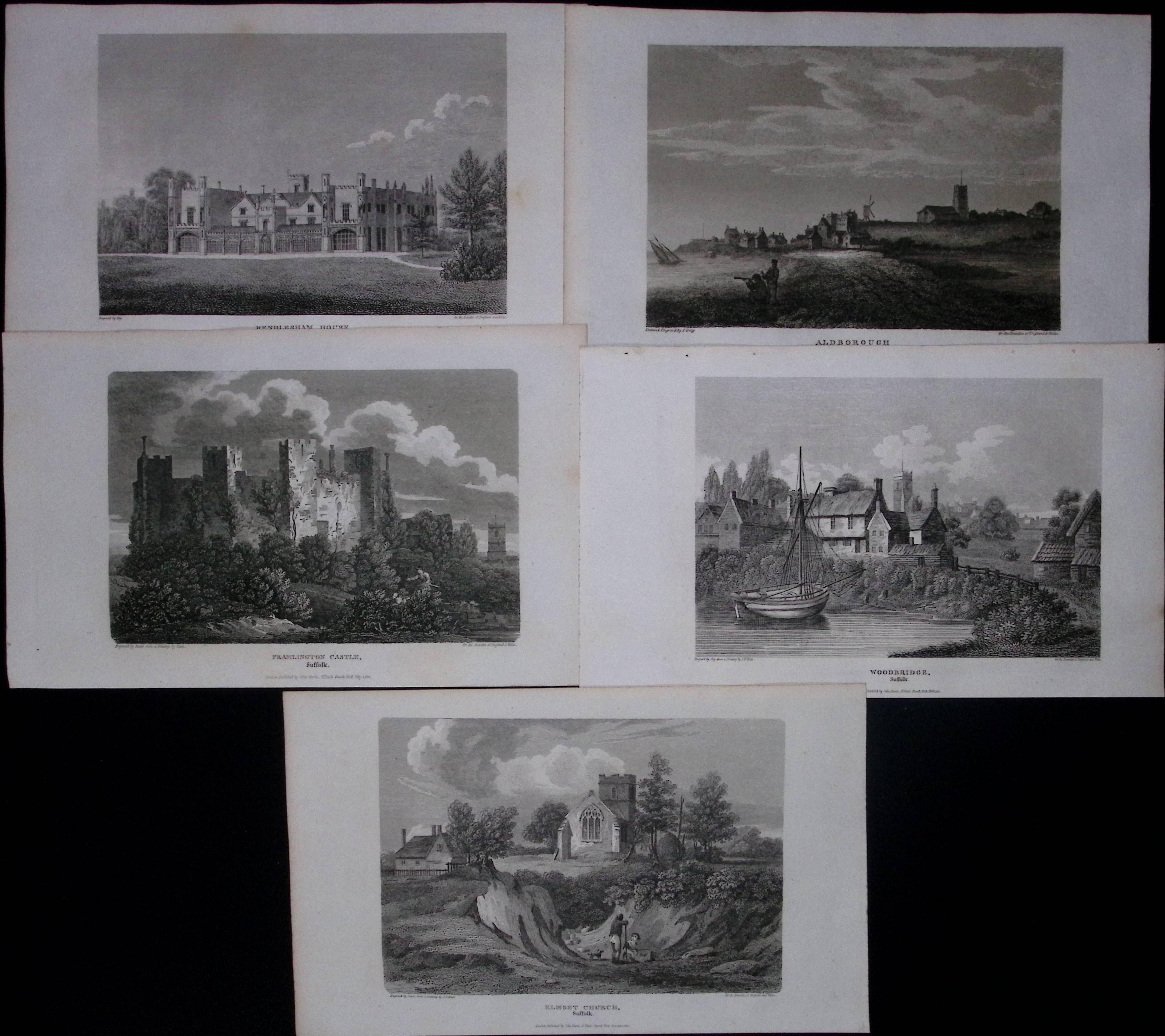County Suffolk Job-Lot Antique 213 Years-Old Georgian Steel-Engravings-2.