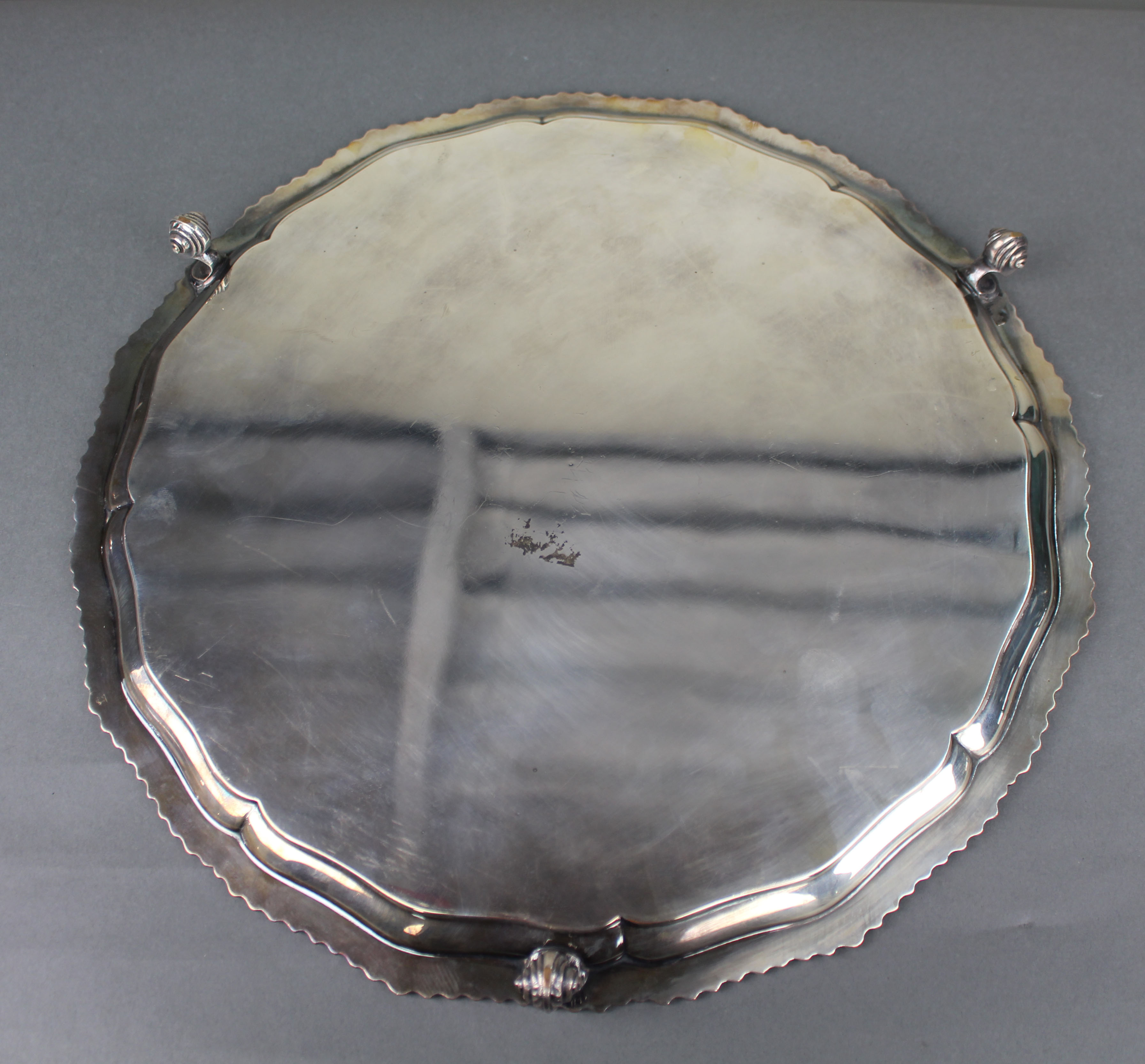 Antique Silver Plated Footed Serving Tray