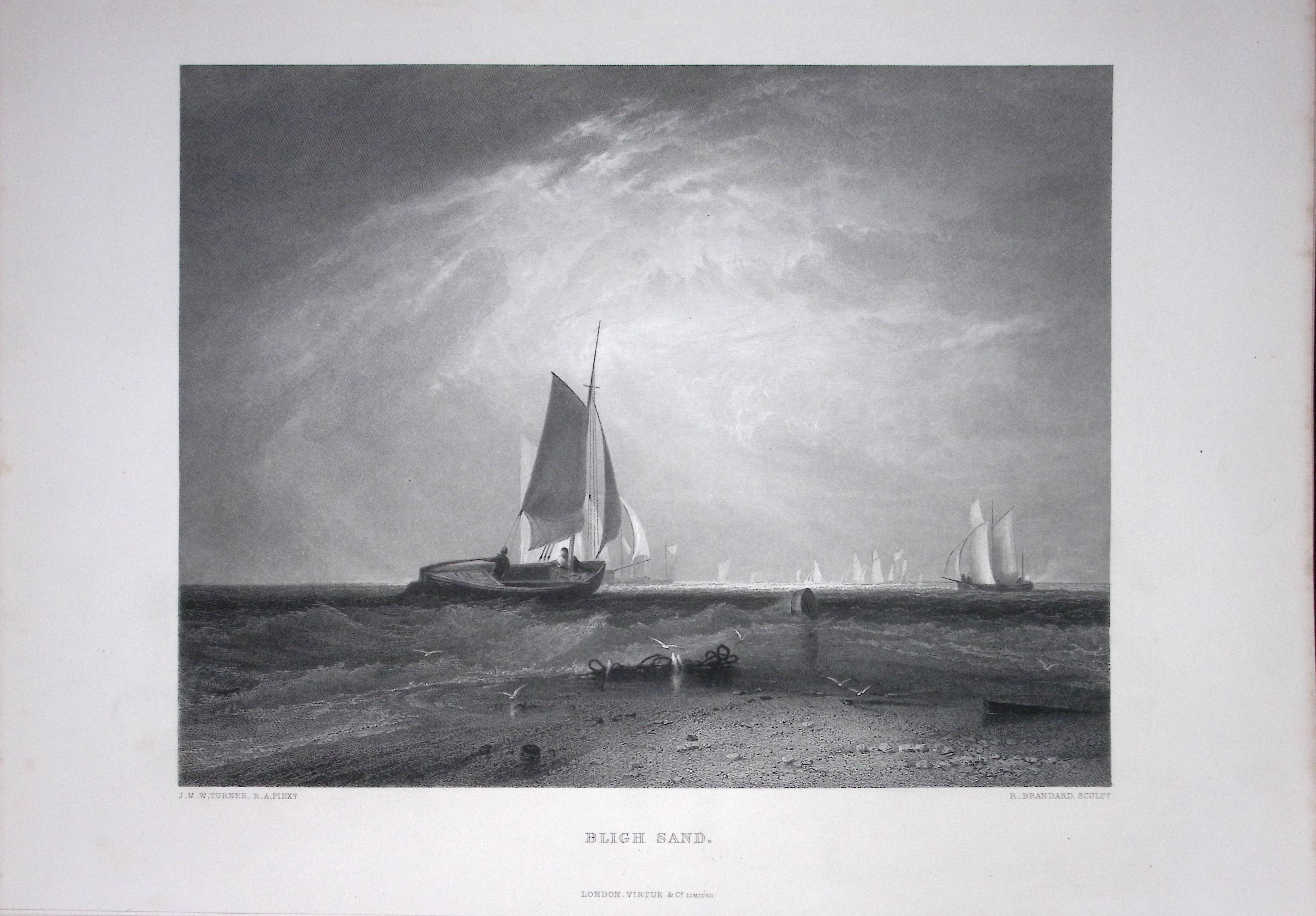 J.M.W Turner Bligh Sand Near Sheerness Kent Antique Steel Engraving-58-TR