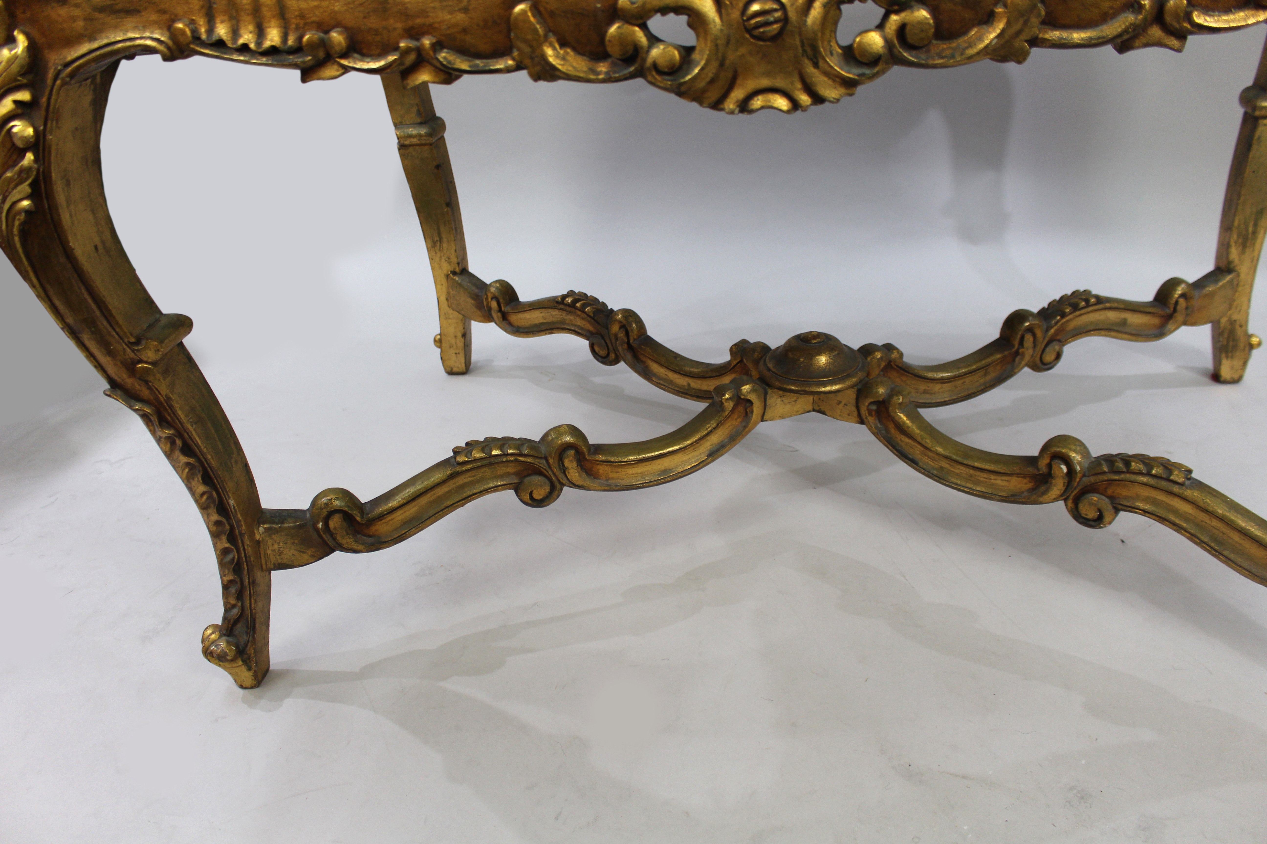 Large Louis XV Style Giltwood Upholstered Banquette