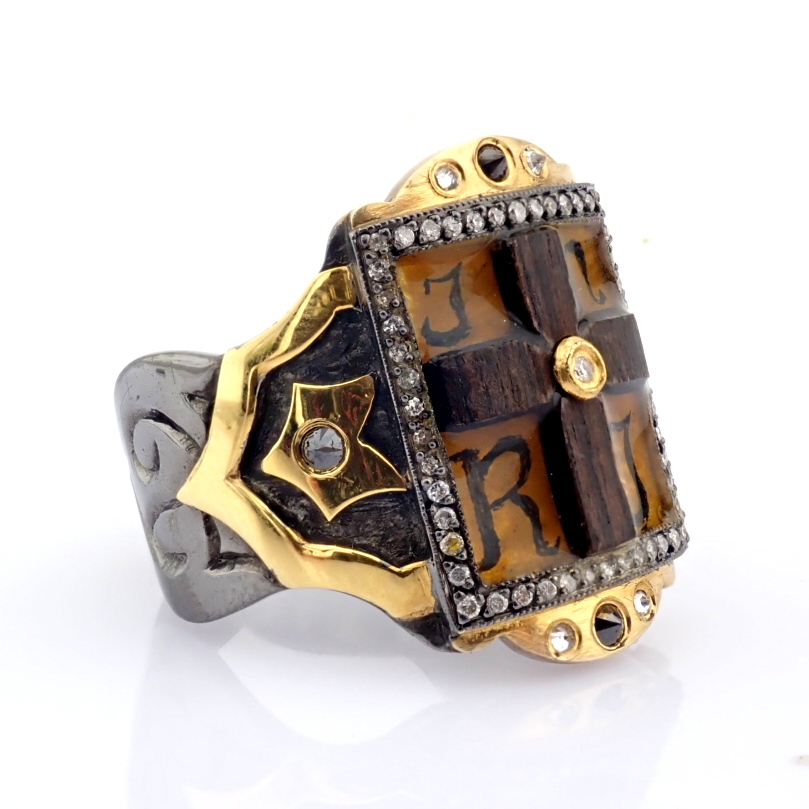 Natural Diamond 24K Yellow Gold Ring