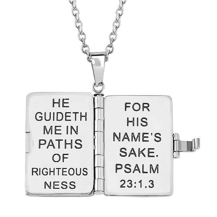 New! Holy Bible Openable Pendant With Chain