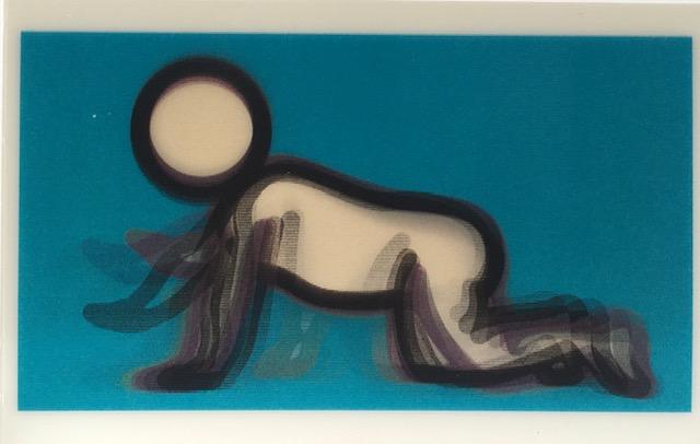 Julian Opie (1958-) 3D Lenticular Moving Image, in Colours ‘Dino Crawling’ Framed, 2012