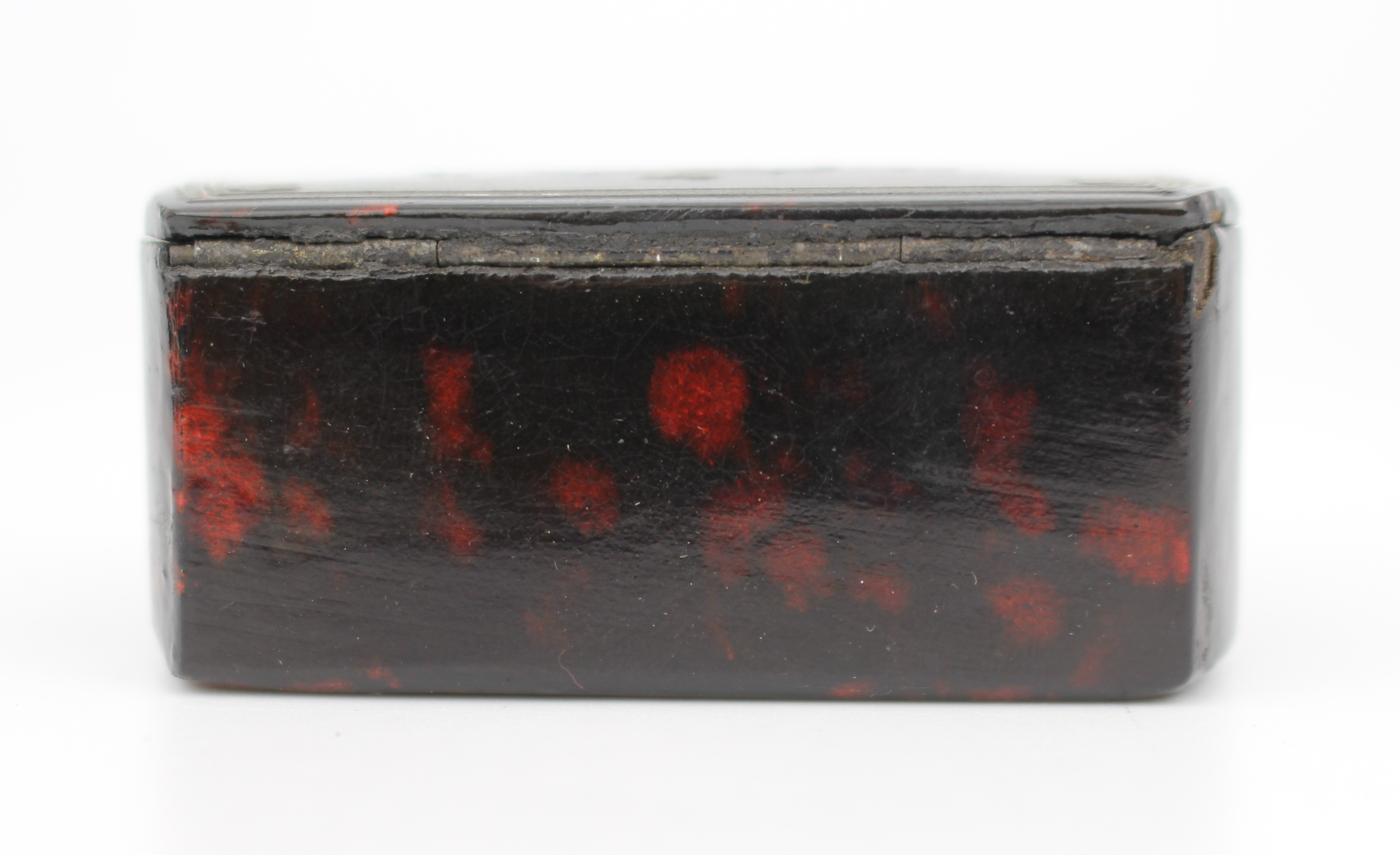 Early 19th Century Papier-Mâché Snuff Box with Silver Inlay, c.1820