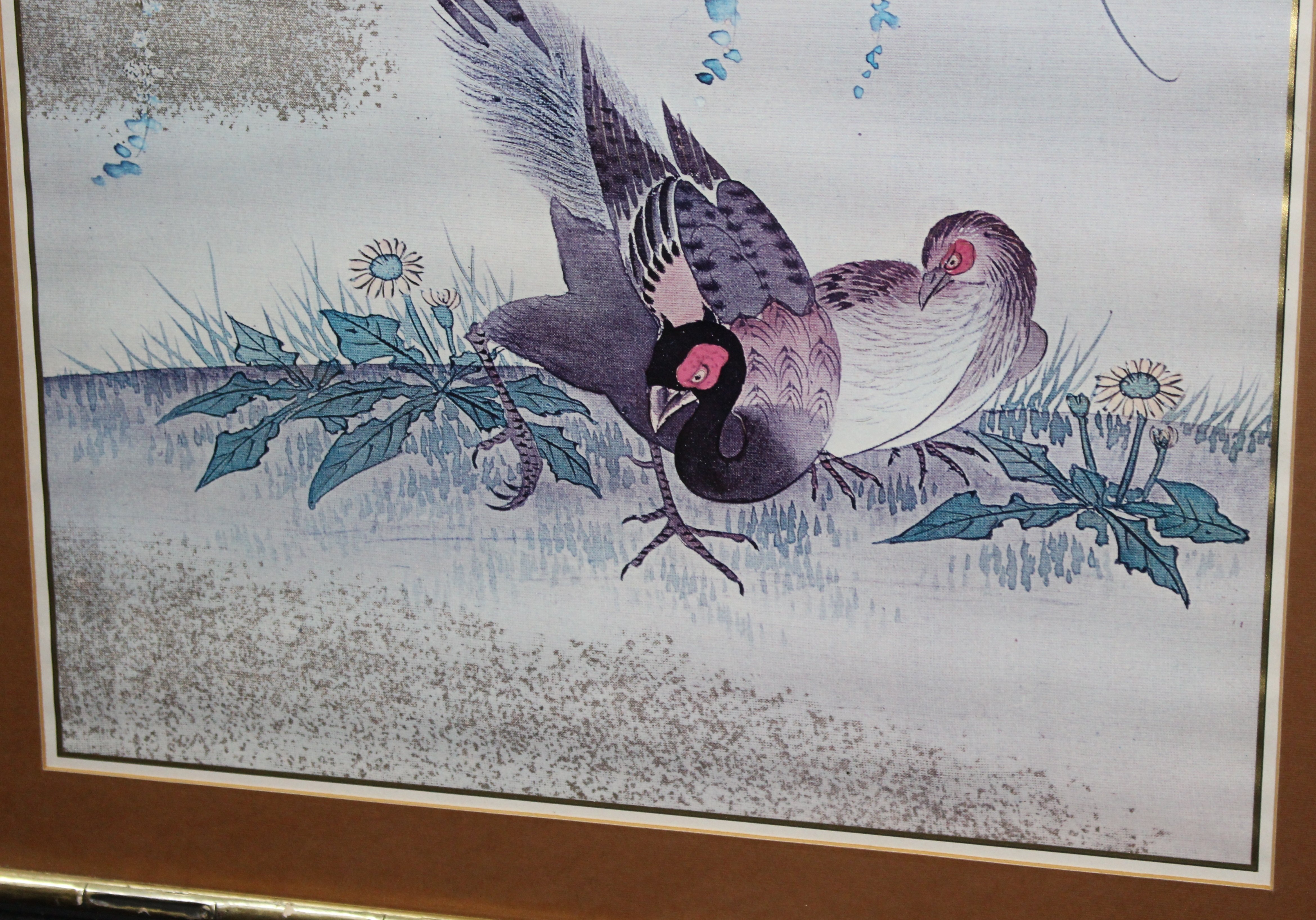 Print of Oriental Style Game Birds Set in Frame