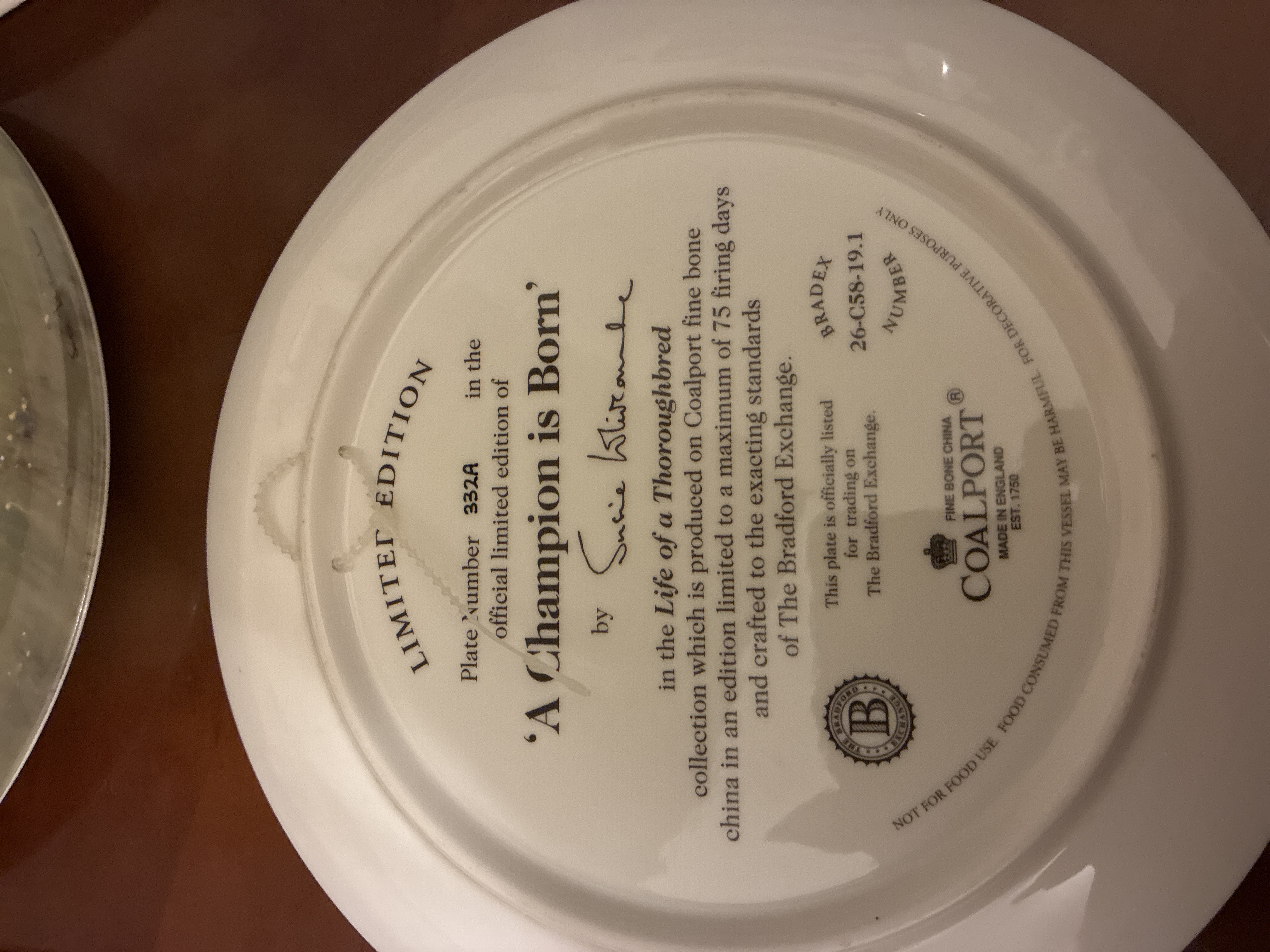 Four Coalport Collectors Plates “Life of A Thoroughbred”