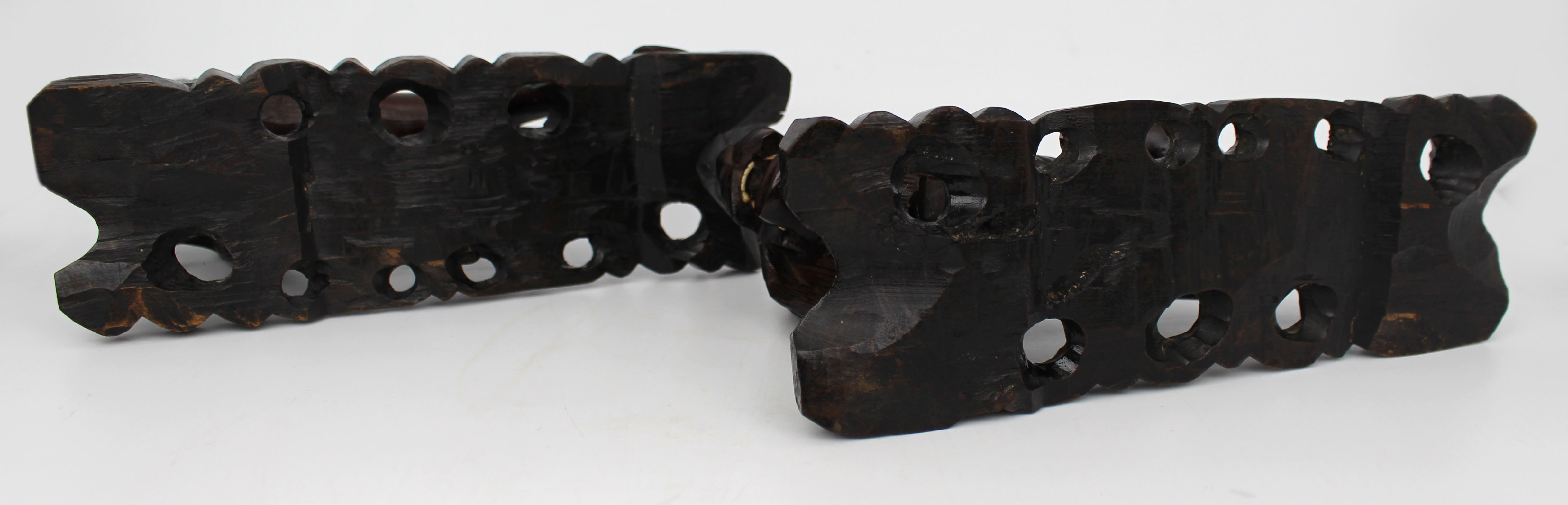 Pair of Antique African Carved Ironwood Lions c.1900