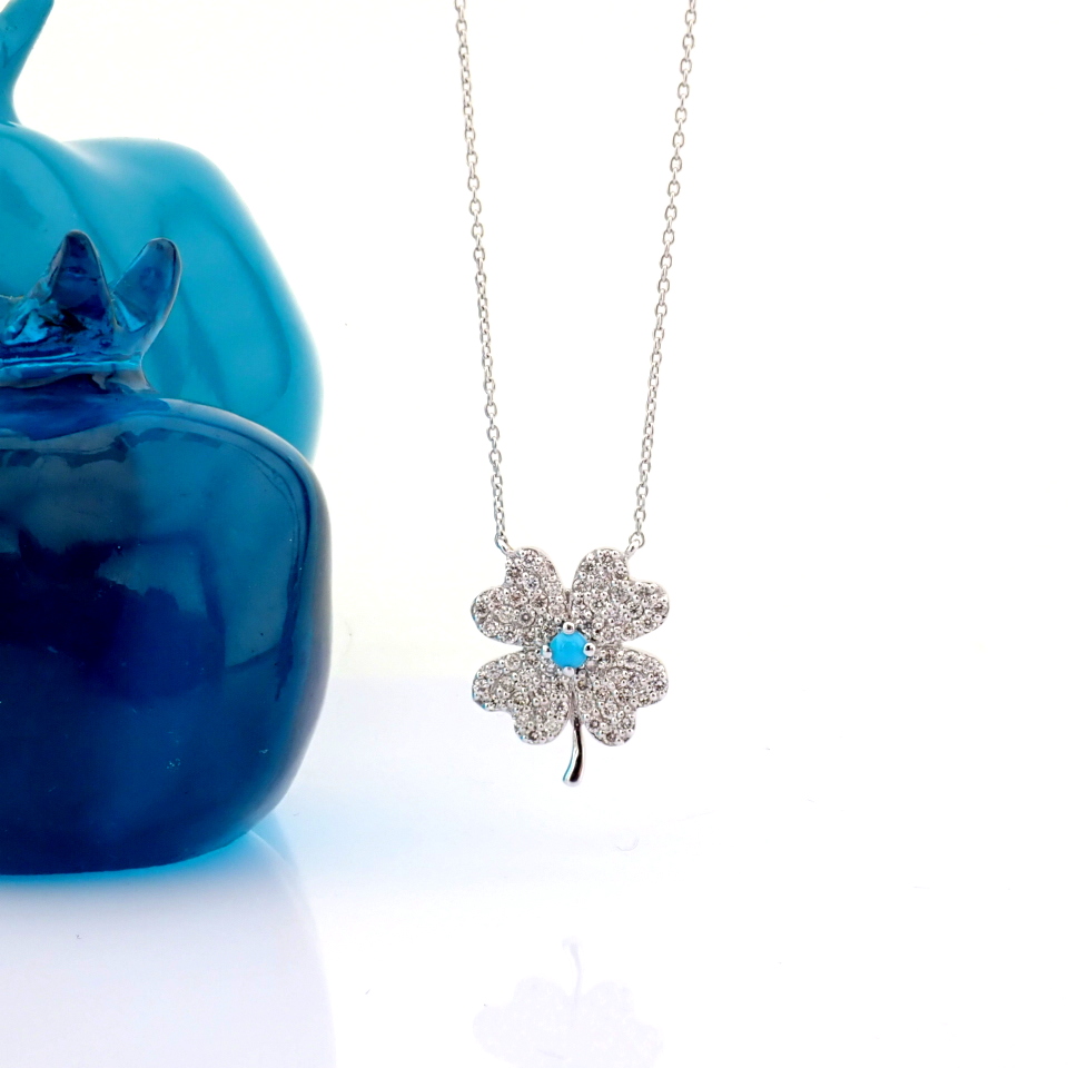 Natural Diamond 18K White Gold Necklace
