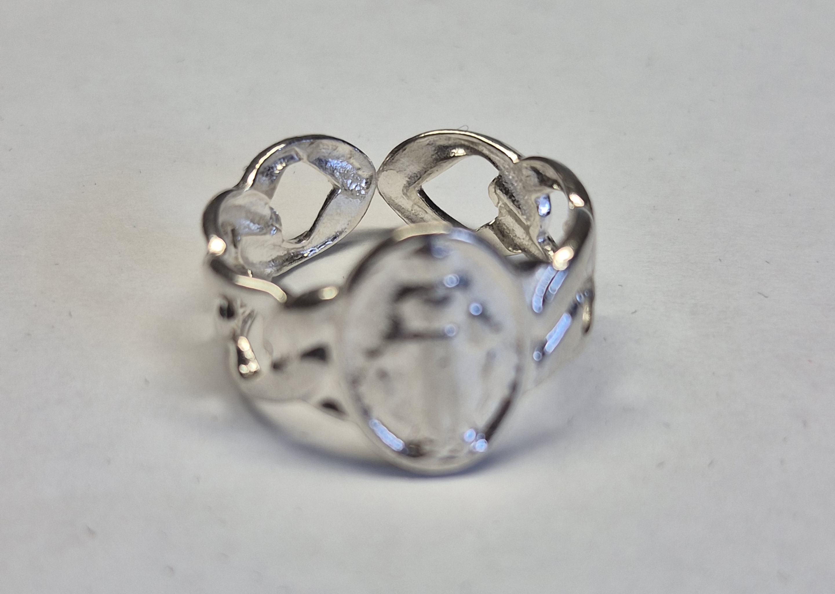 925 Sterling Silver Openwork Chain Link Ring – 2.7g