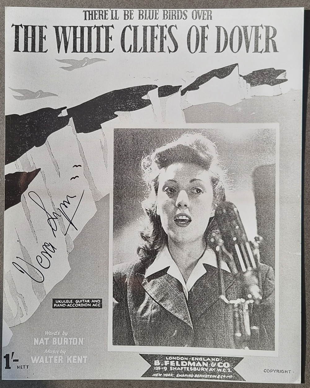 Vera Lynn Signed White Cilffs of Dover Photograph
