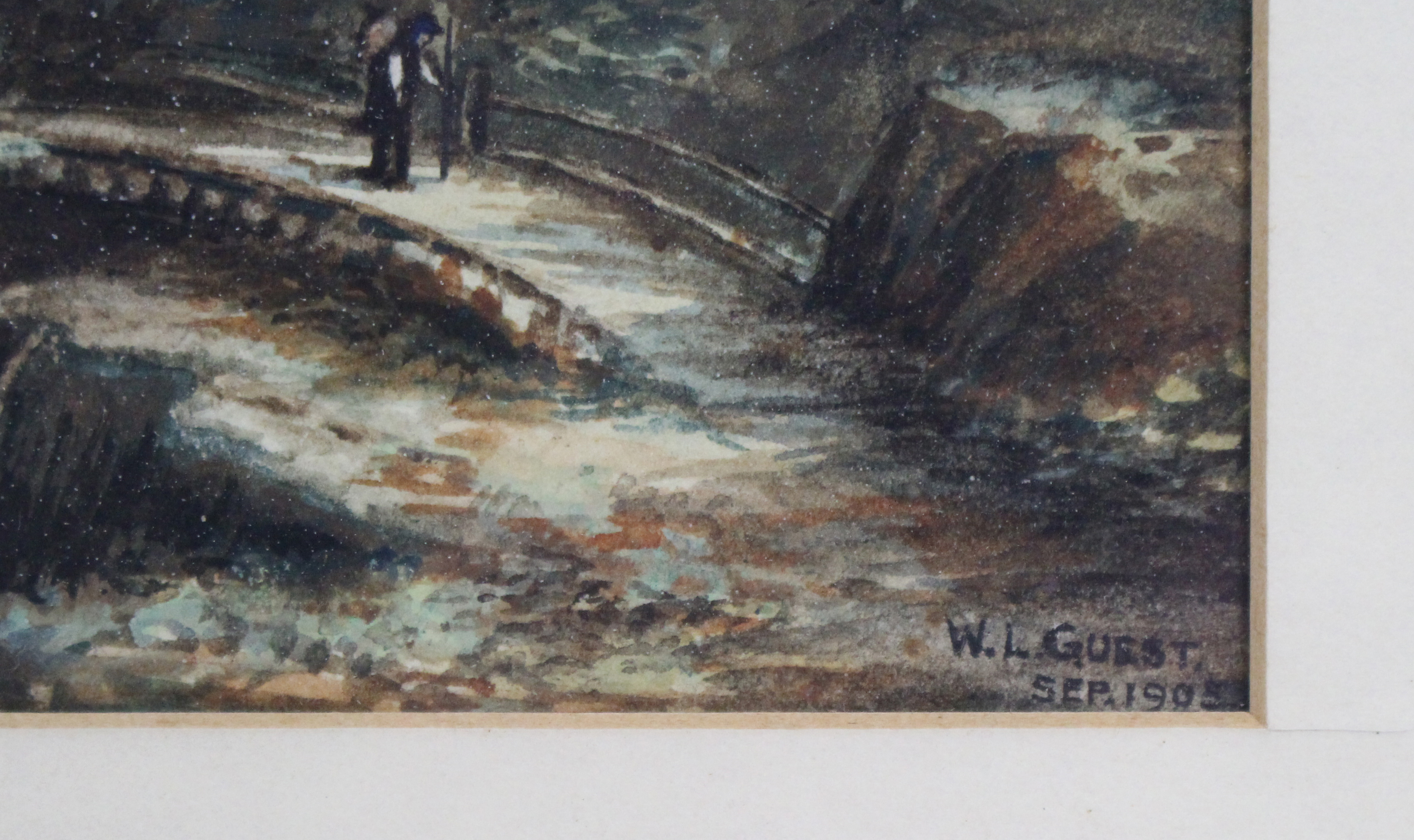 Edwardian Alpine Watercolour by W.L. Guest, Dated 1903