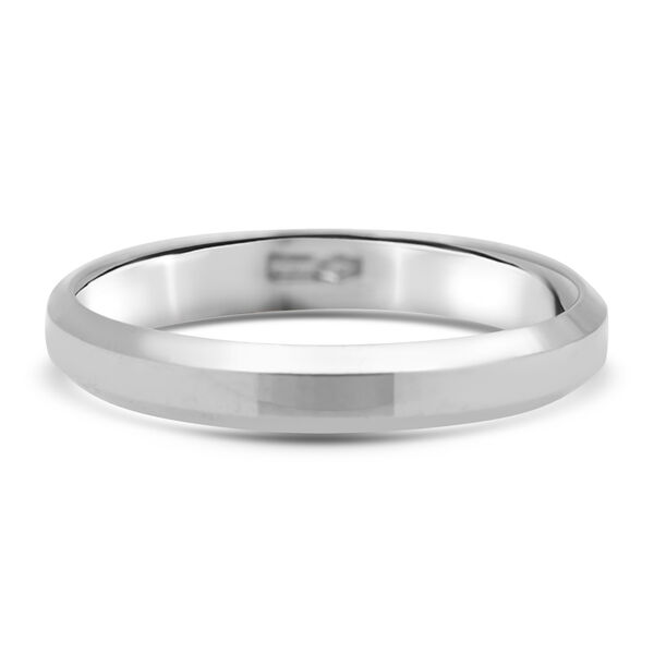 NEW!! 9K White Gold Bevel Edged Band Ring