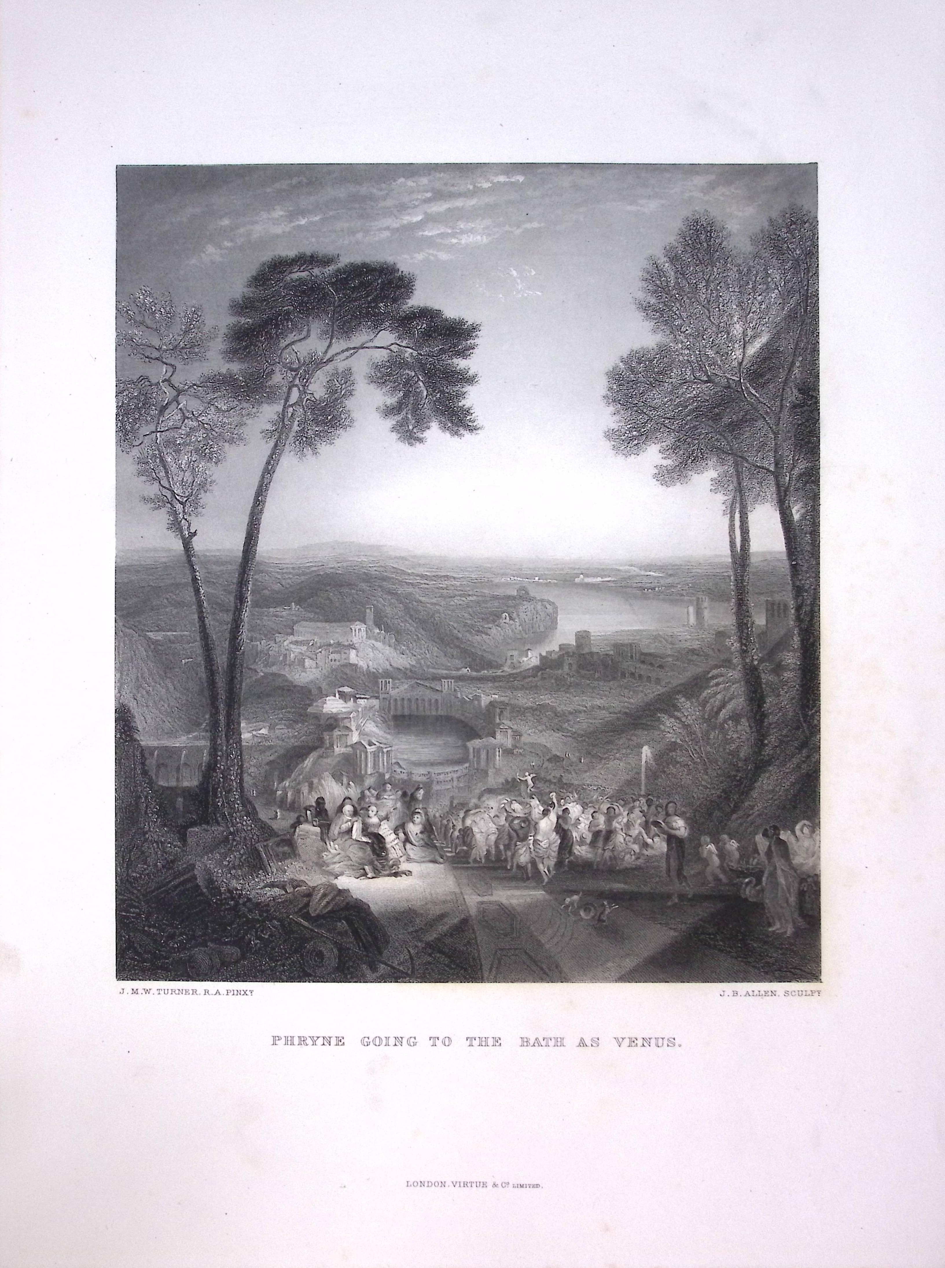 J.M.W Turner View of Modern Italy Large Antique Steel Engraving-15-TR