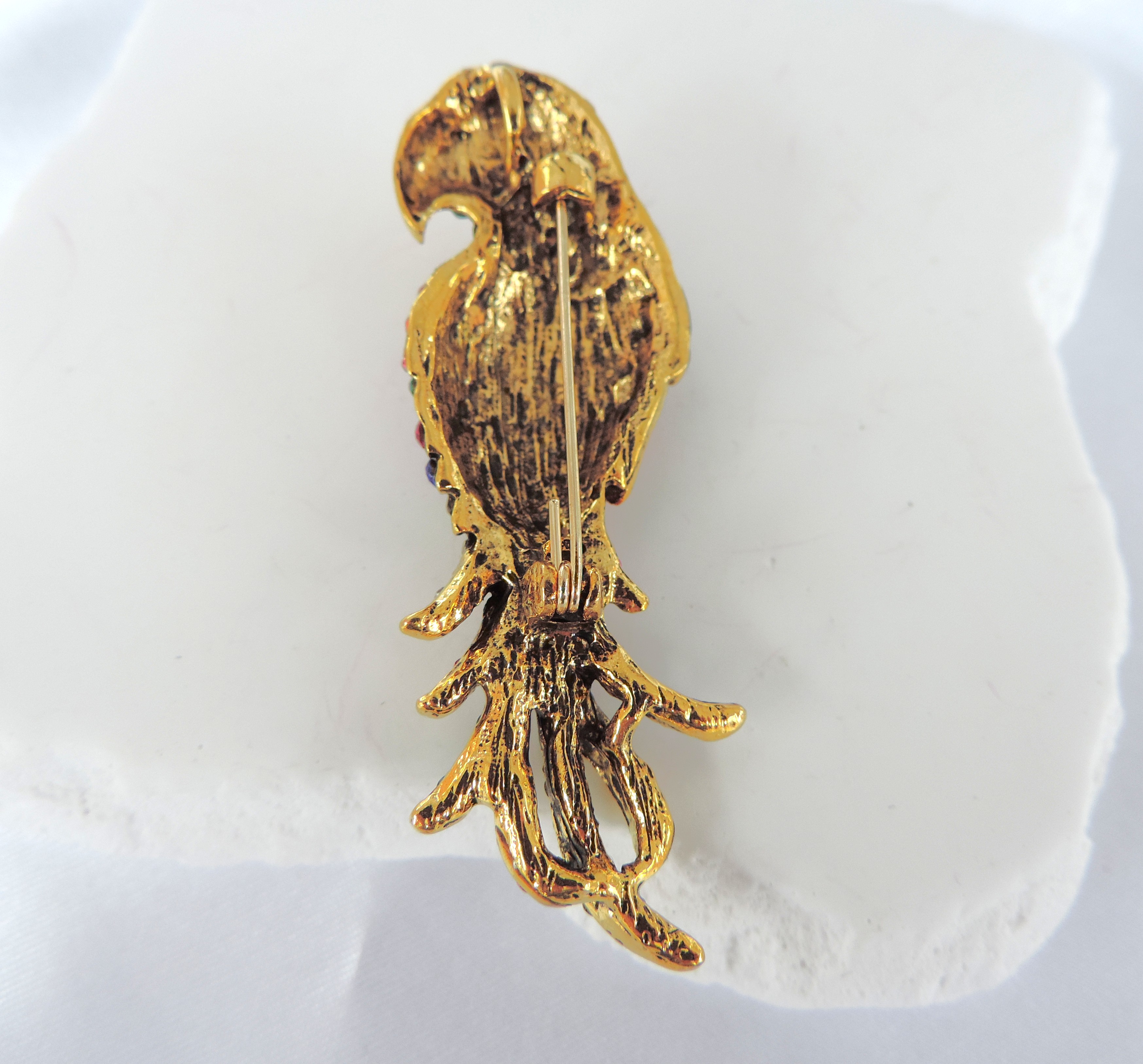 Vintage Multi-Colour Crystal Parrot Brooch