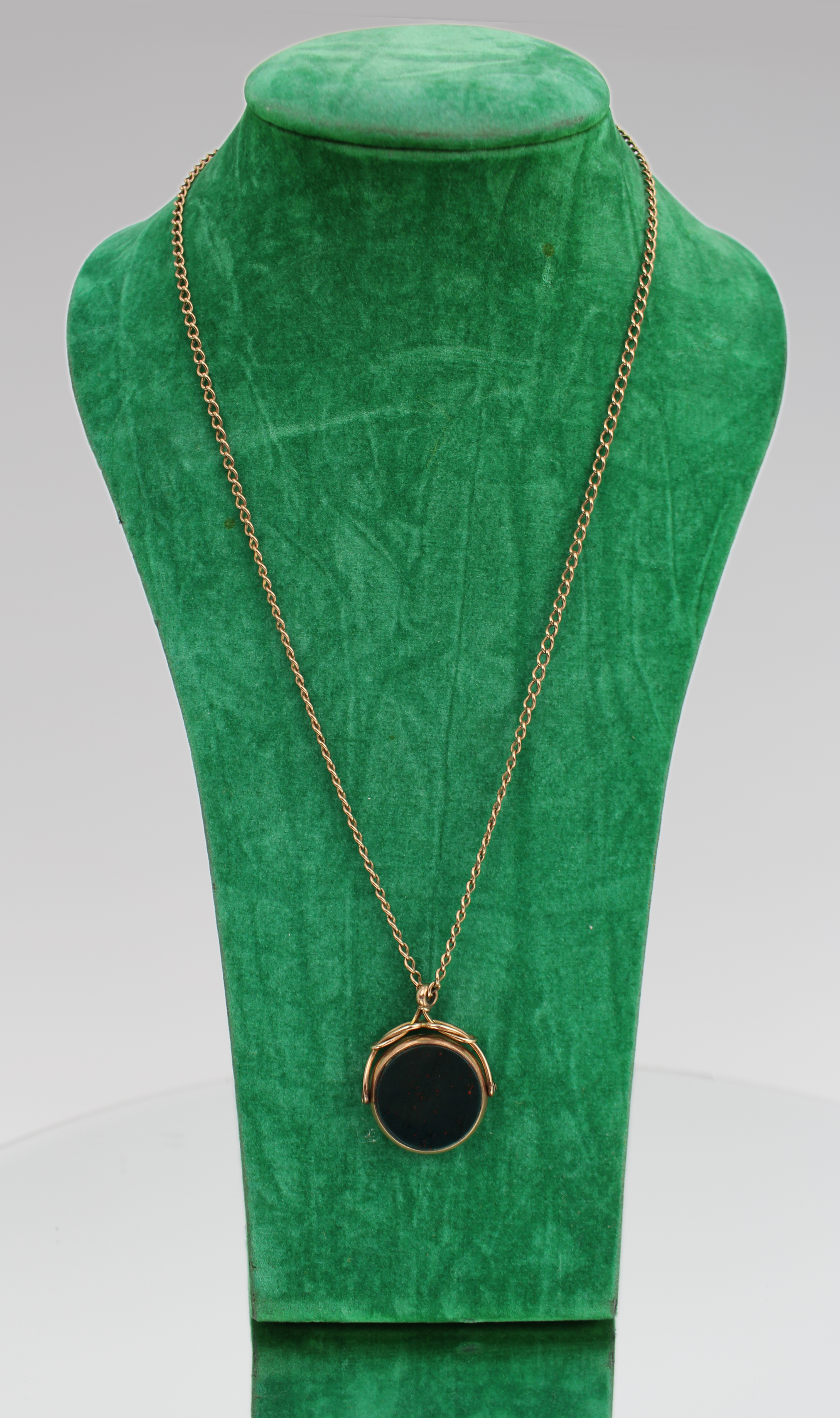 Edwardian 9ct Rose Gold Swivel Fob Pendant Necklace