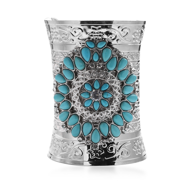 NEW!! Blue Howlite and White Austrian Crystal Bangle