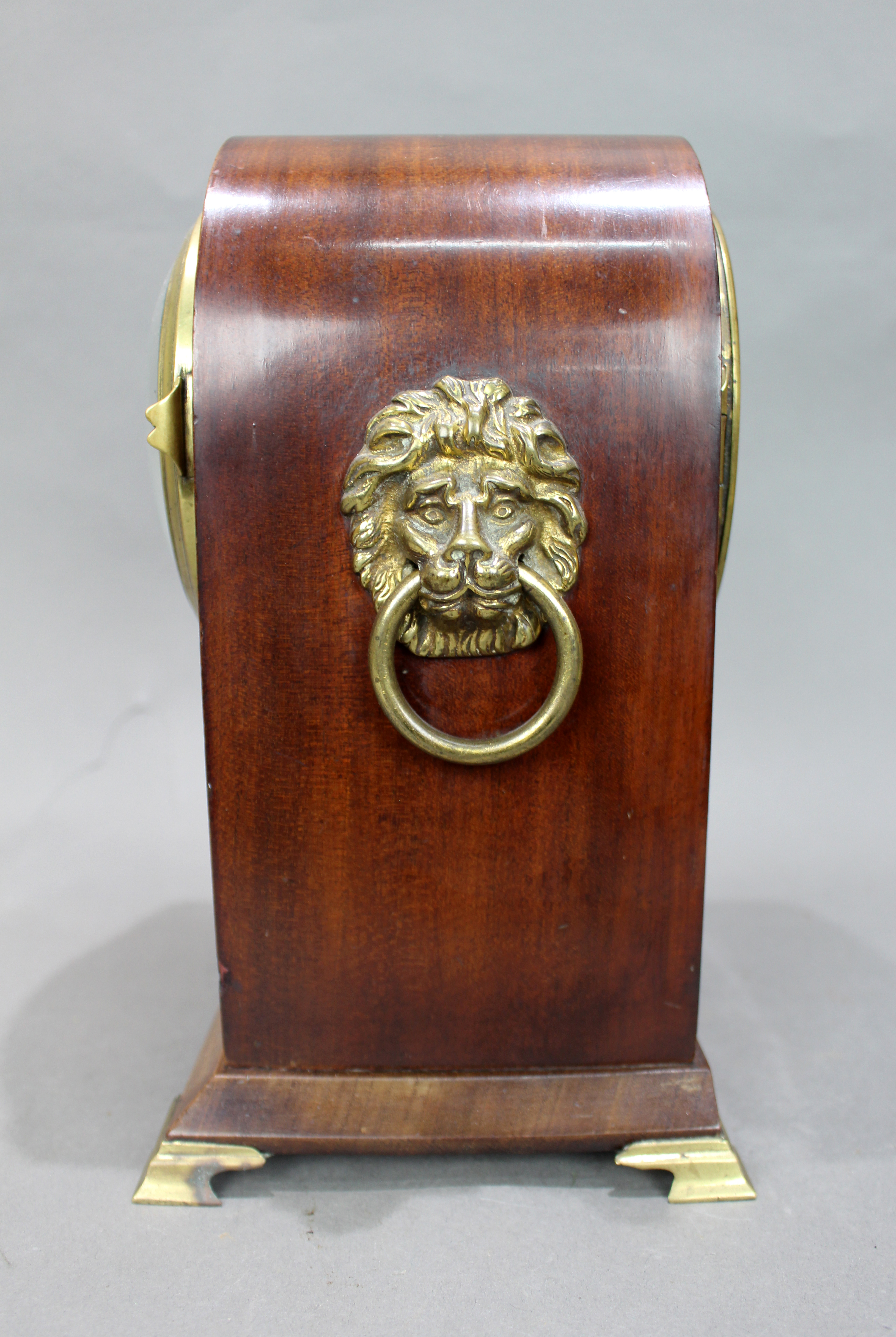 Antique French Mahogany & Brass Inlaid Mantel Clock by Marti c.1900