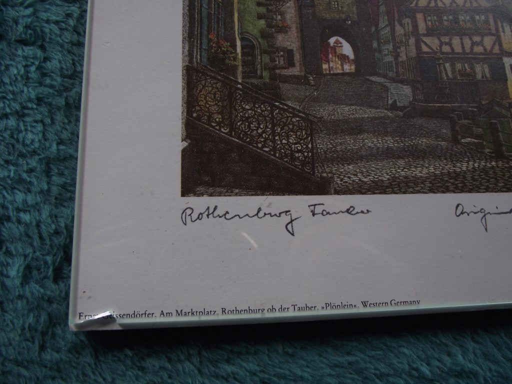 8 x Coloured Etchings of Rothenburg W. Germany By Ernst Geissendorfer - Circa 1950's