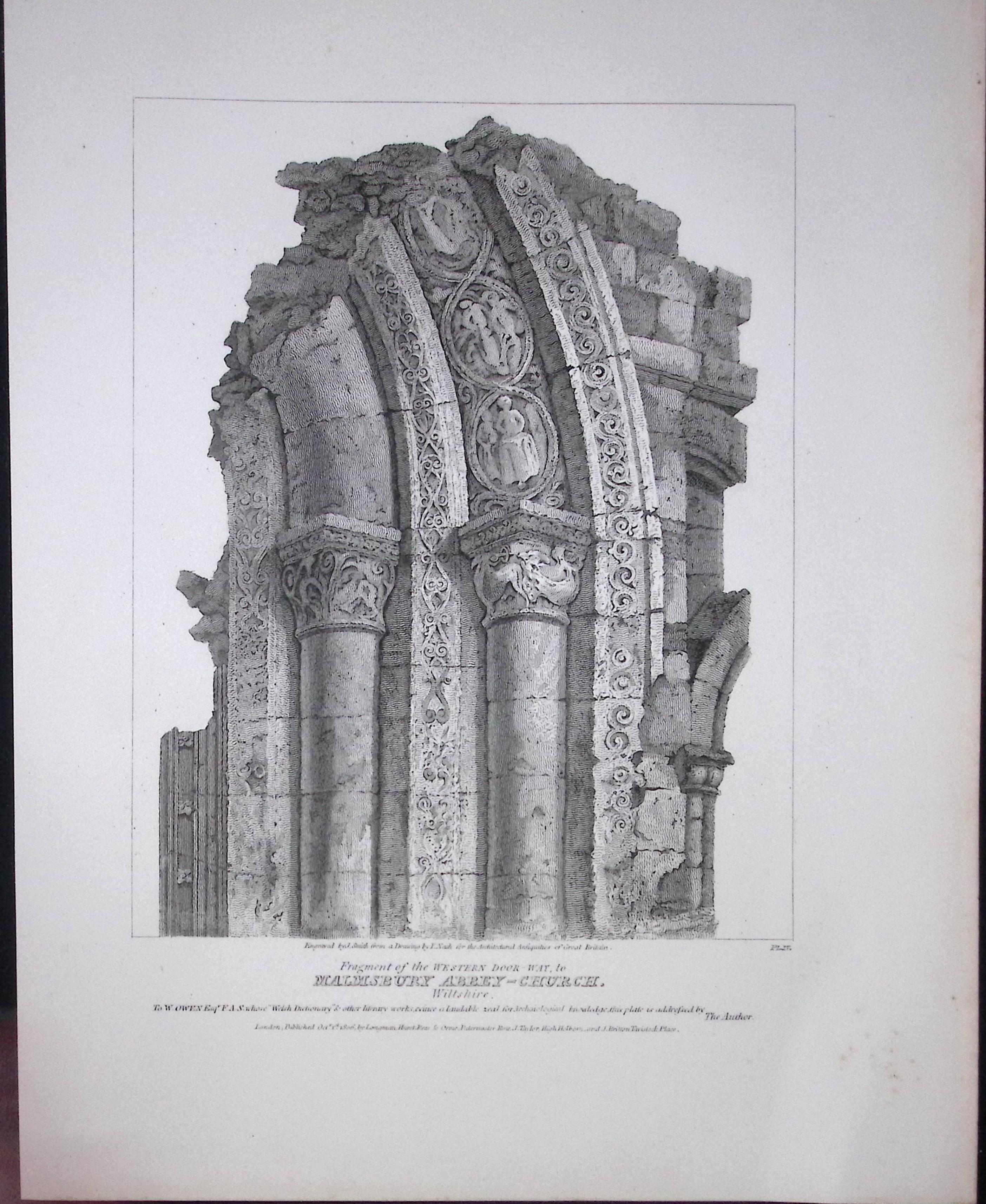Malmsbury Church-Wiltshire 190 Years-Old  Rare John Britton Antique Steel Engraving-46