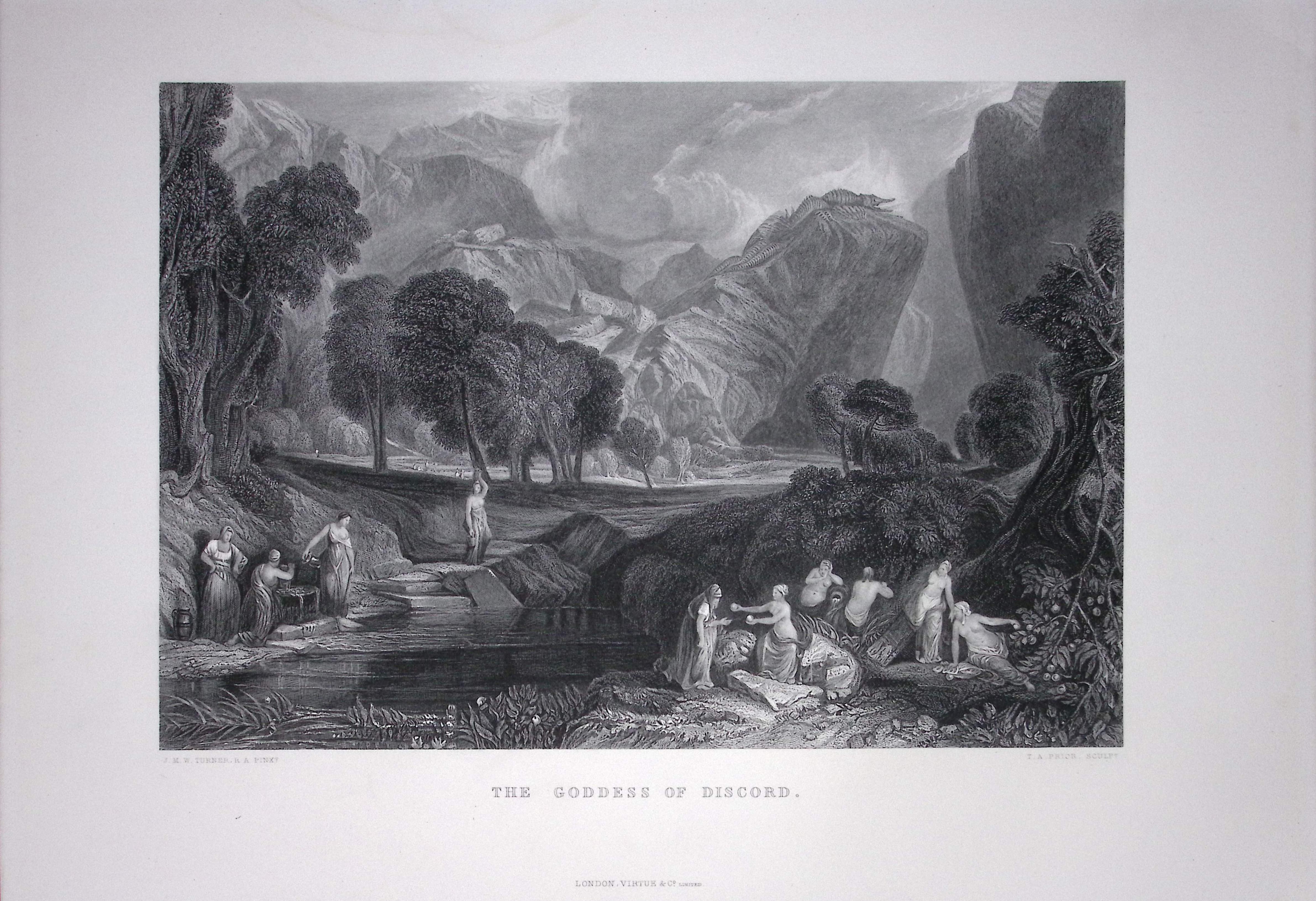 J.M.W Turner The Goddess of Discord Antique Steel Engraving-74-TR